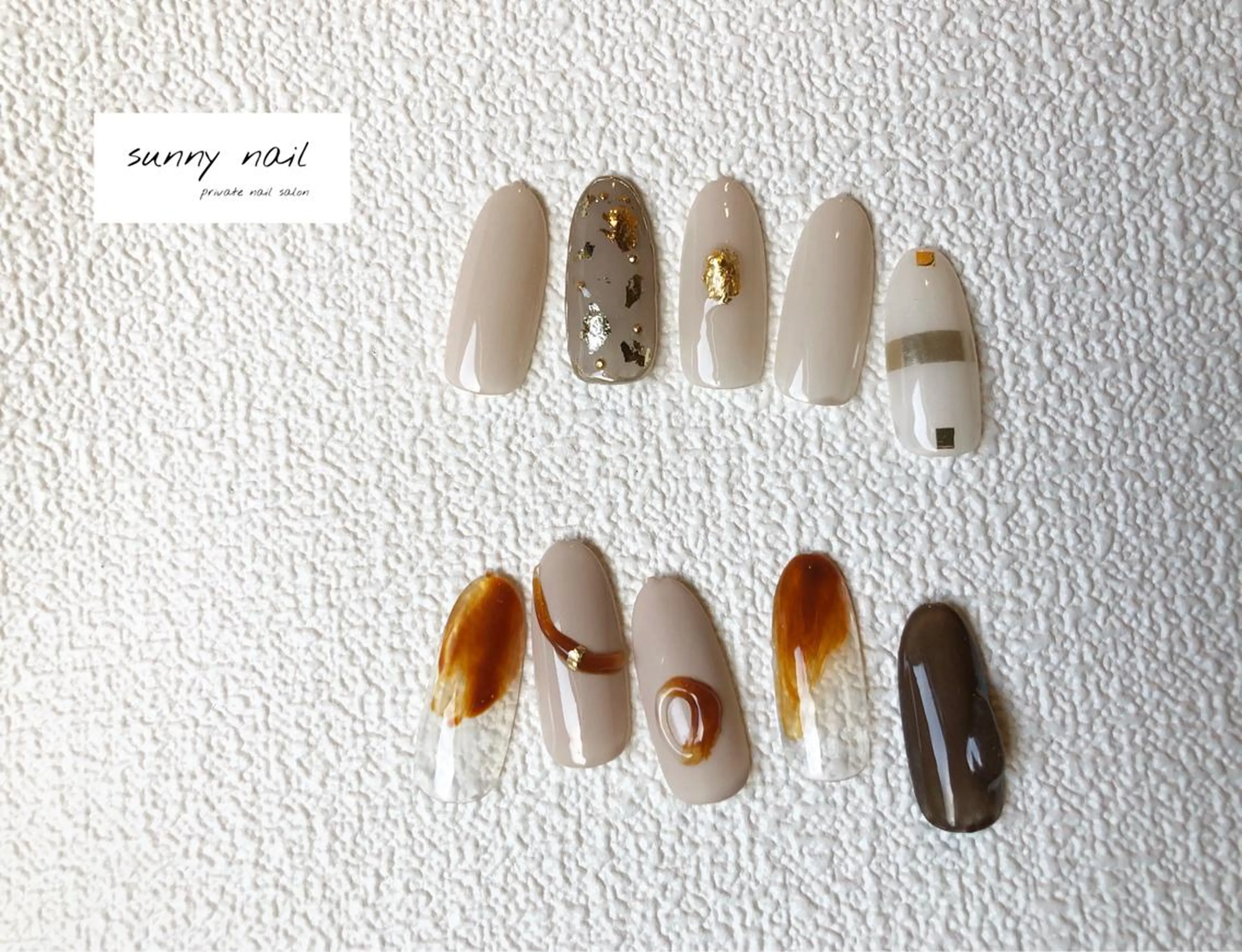 ネイル アートネイル べっ甲ネイル ブラウン ジェルネイル ミラーネイル sunny nailのネイルデザイン