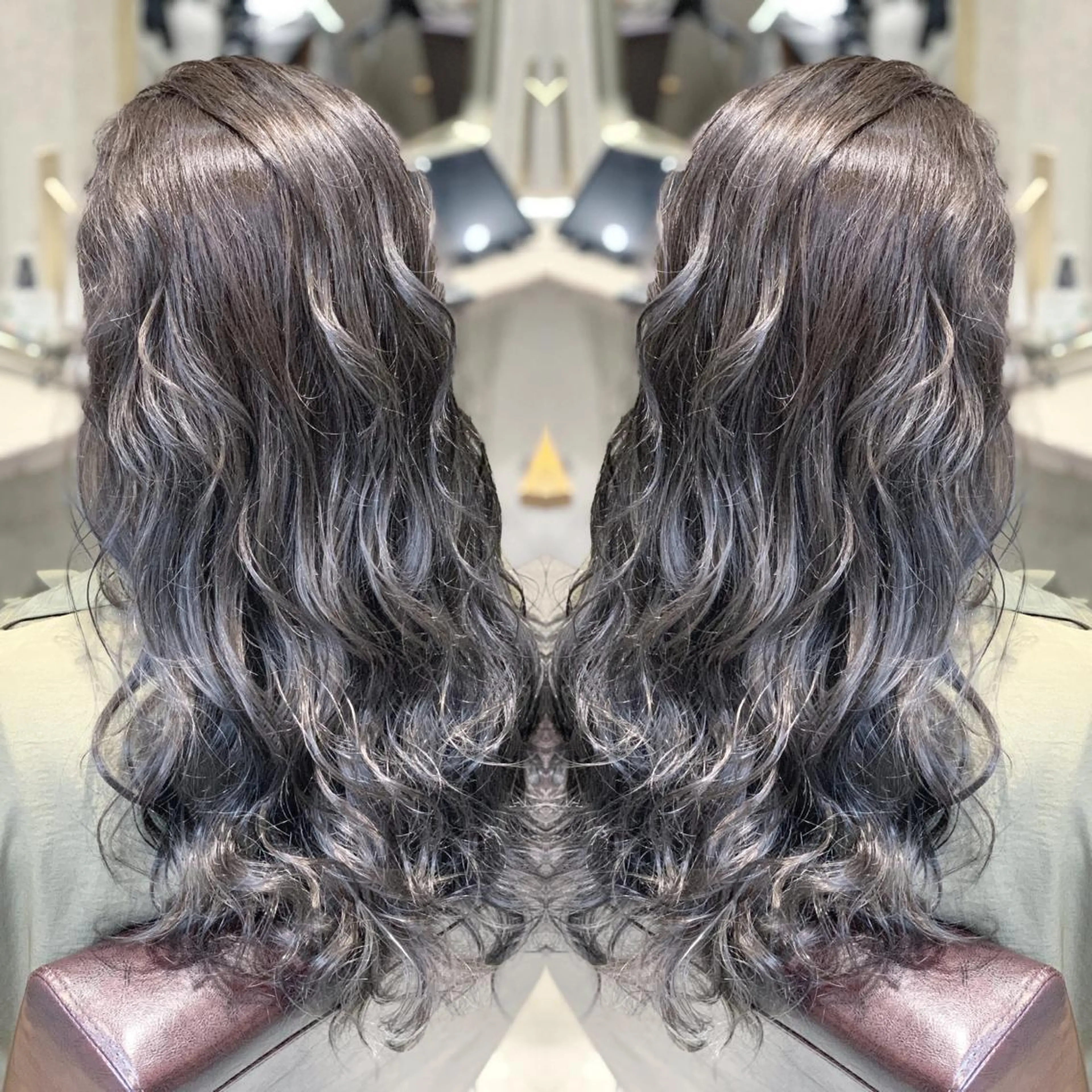 セミロング カラー ヘアアレンジ ヘアカラー 髪質改善×ハイトーン 中田啄也のヘアスタイル