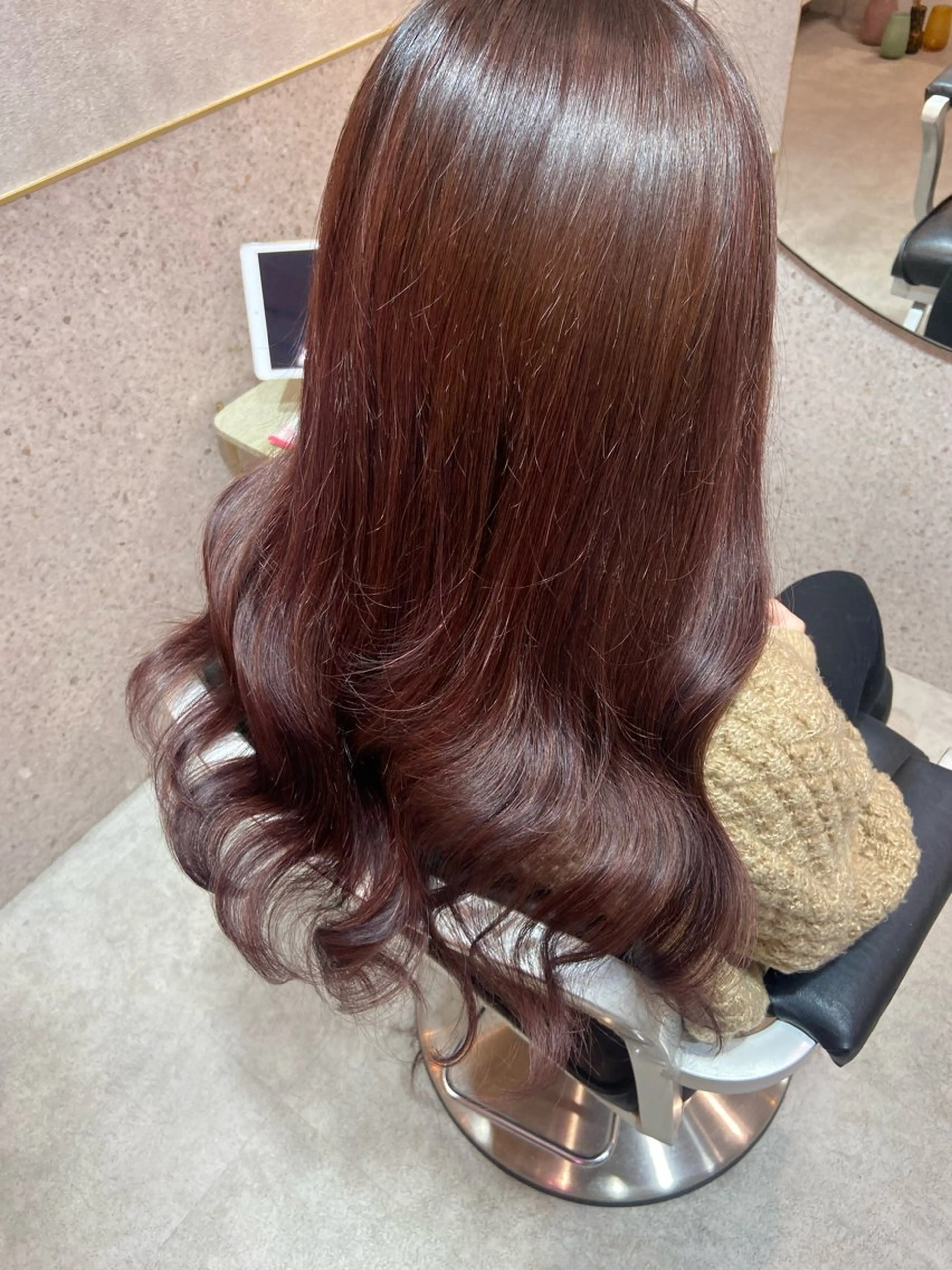 ロング シールエクステ ピンクブラウン エクステ カット エクステ 新宿/韓国ヘア 中明度カラー/かやのヘアスタイル