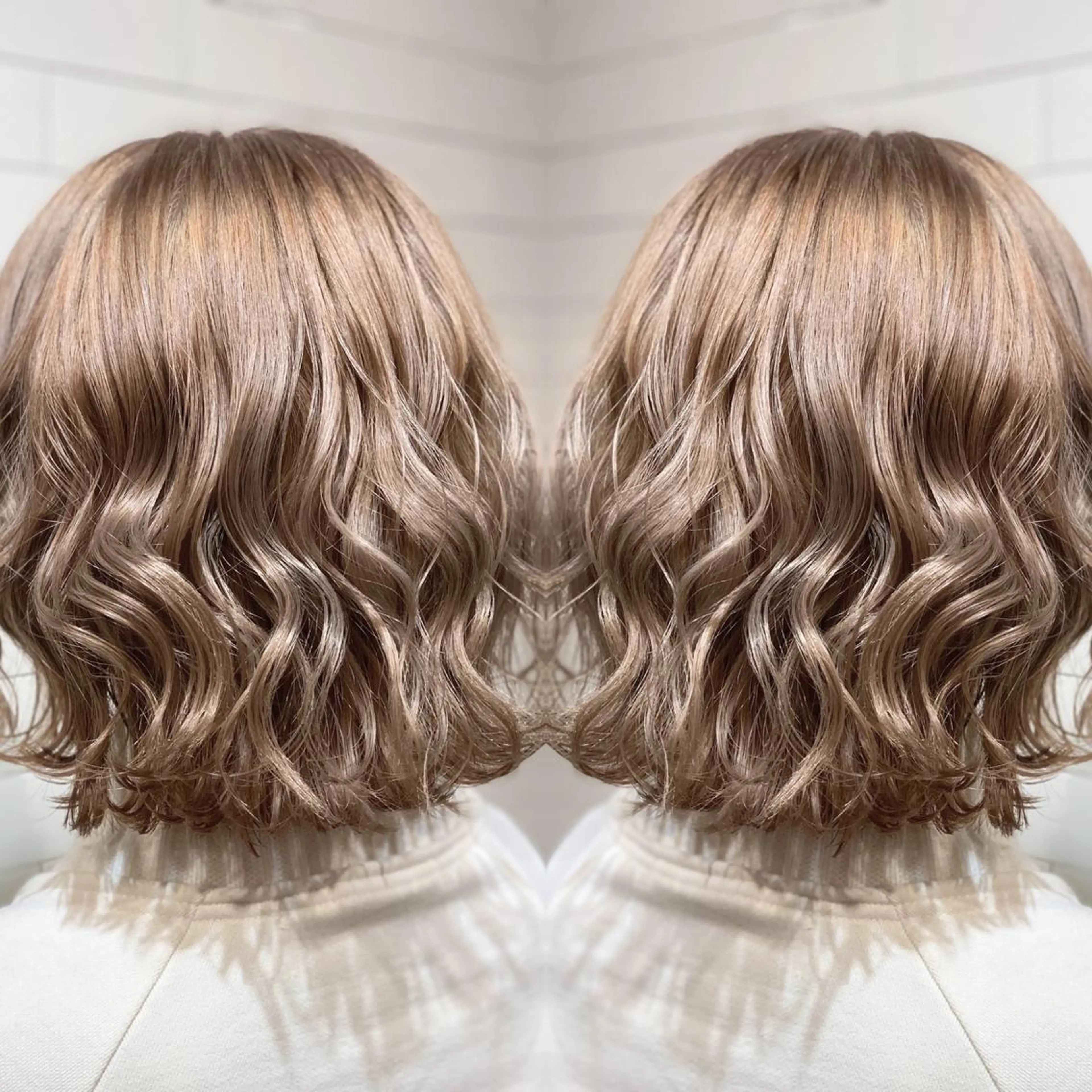 ミディアム カラー ヘアアレンジ 髪質改善×ハイトーン 中田啄也のヘアスタイル