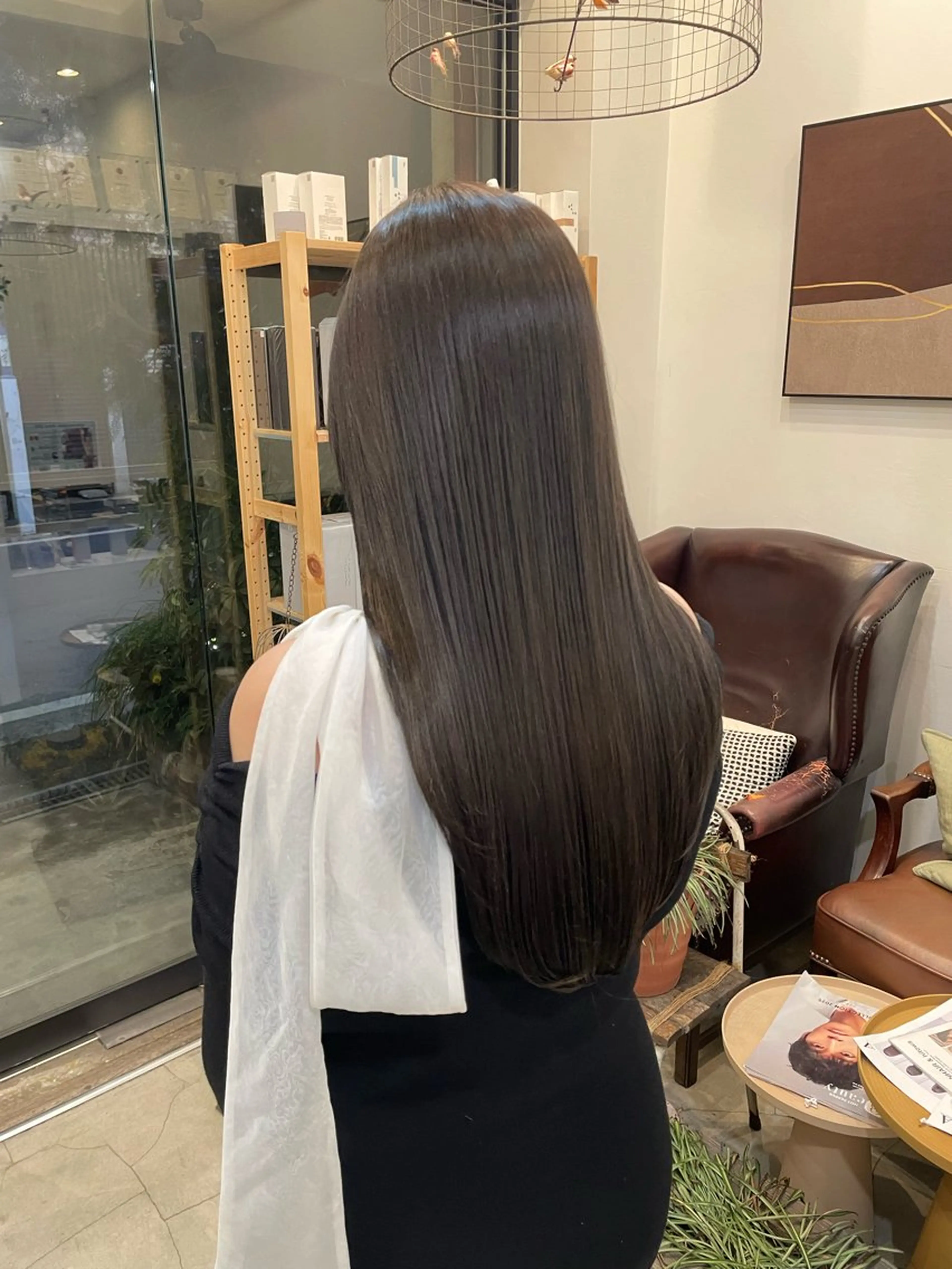 ロング カラー グレージュ オリーブグレージュ オリーブグレー ロング 丹 優菜のヘアスタイル