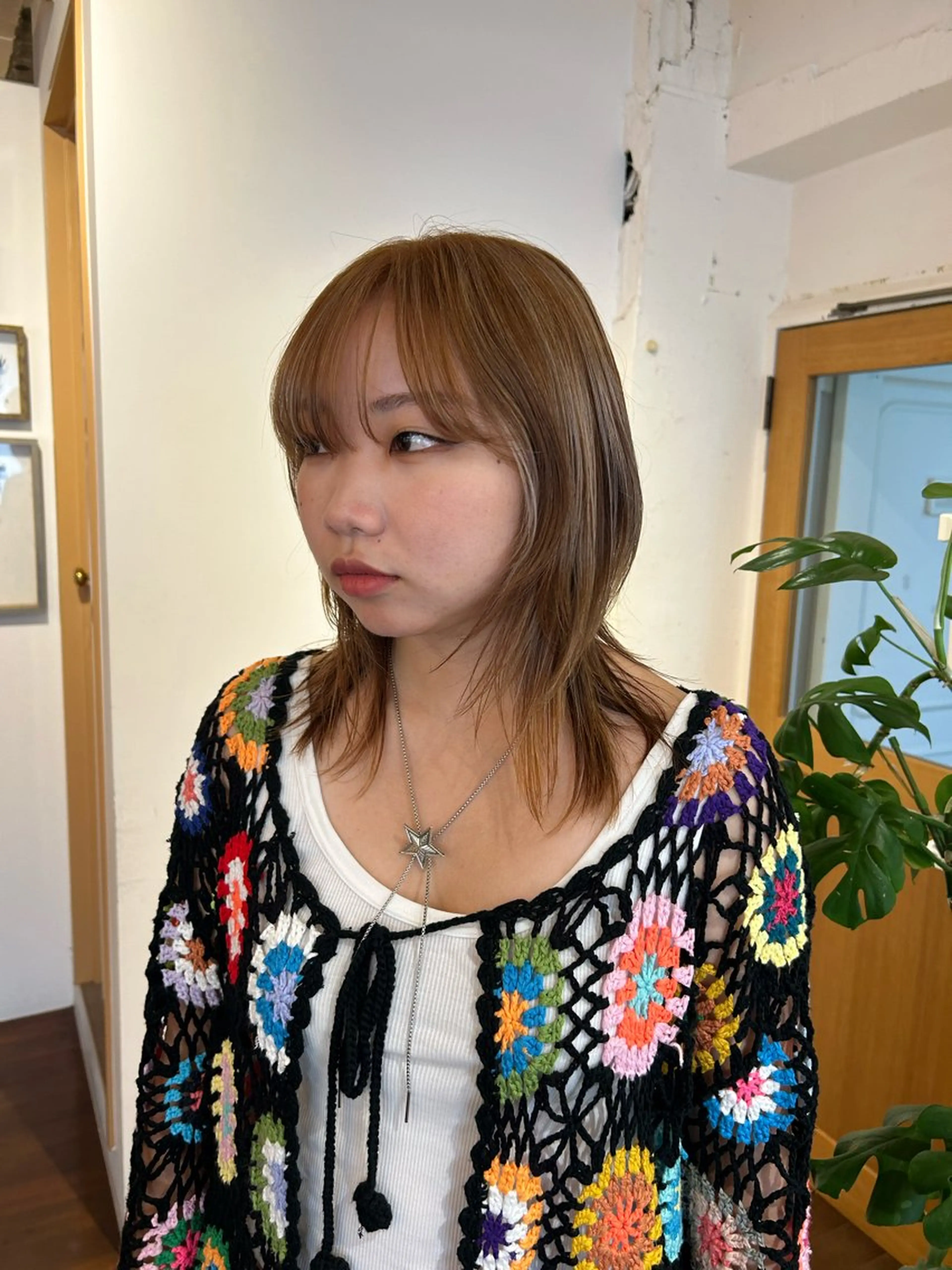 セミロング カラー デザインカラー レイヤーカット ウルフカット ウルフレイヤー UNU【ユヌ】所属・＊UNU＊ RICOのヘアスタイル