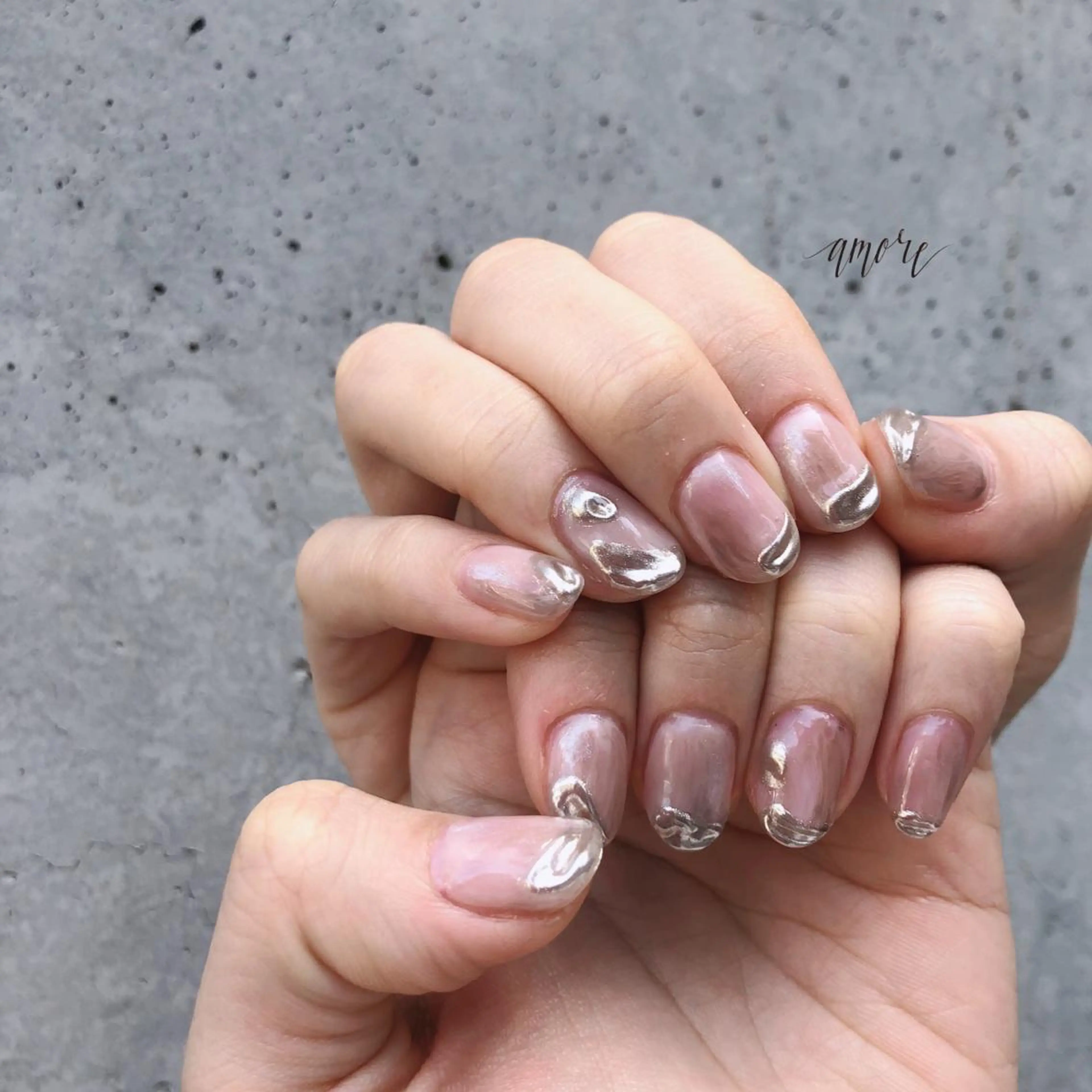 ネイル ジェルネイル ミラーネイル ニュアンスネイル 春ネイル You kyehwaのネイルデザイン