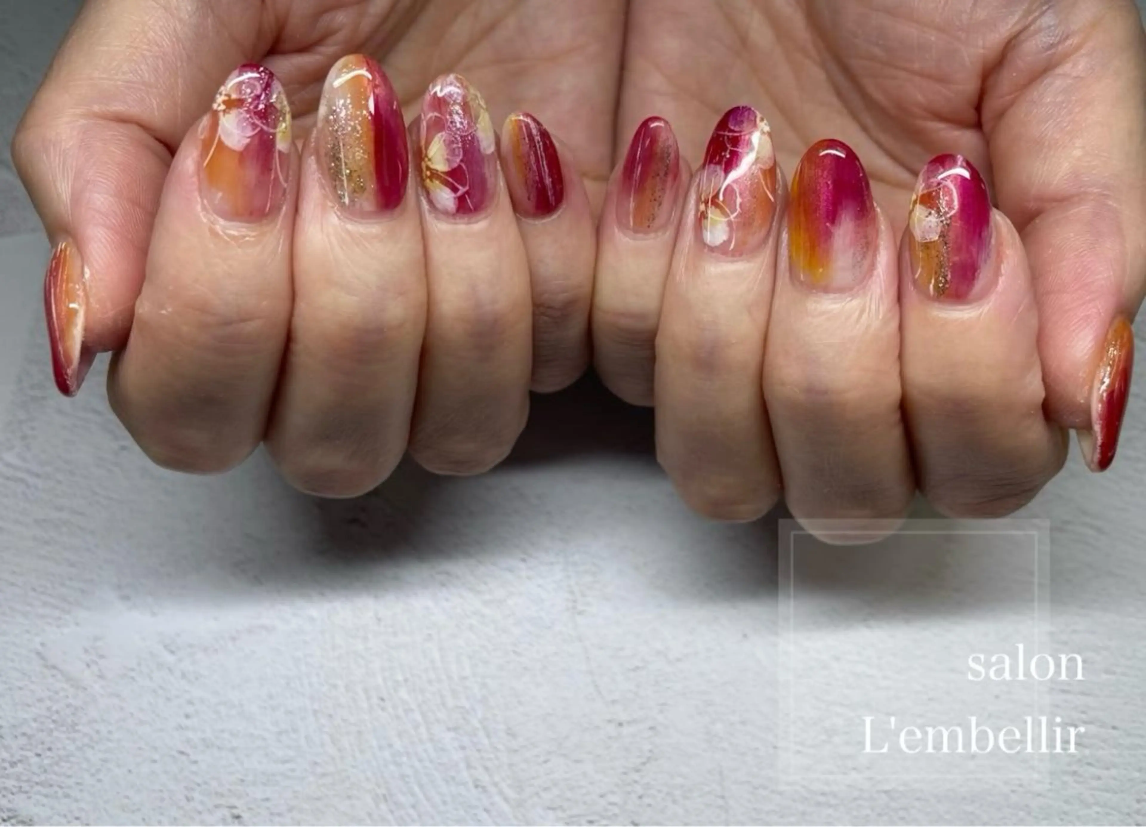 ネイル アートネイル フラワーネイル salon L'embellirのネイルデザイン
