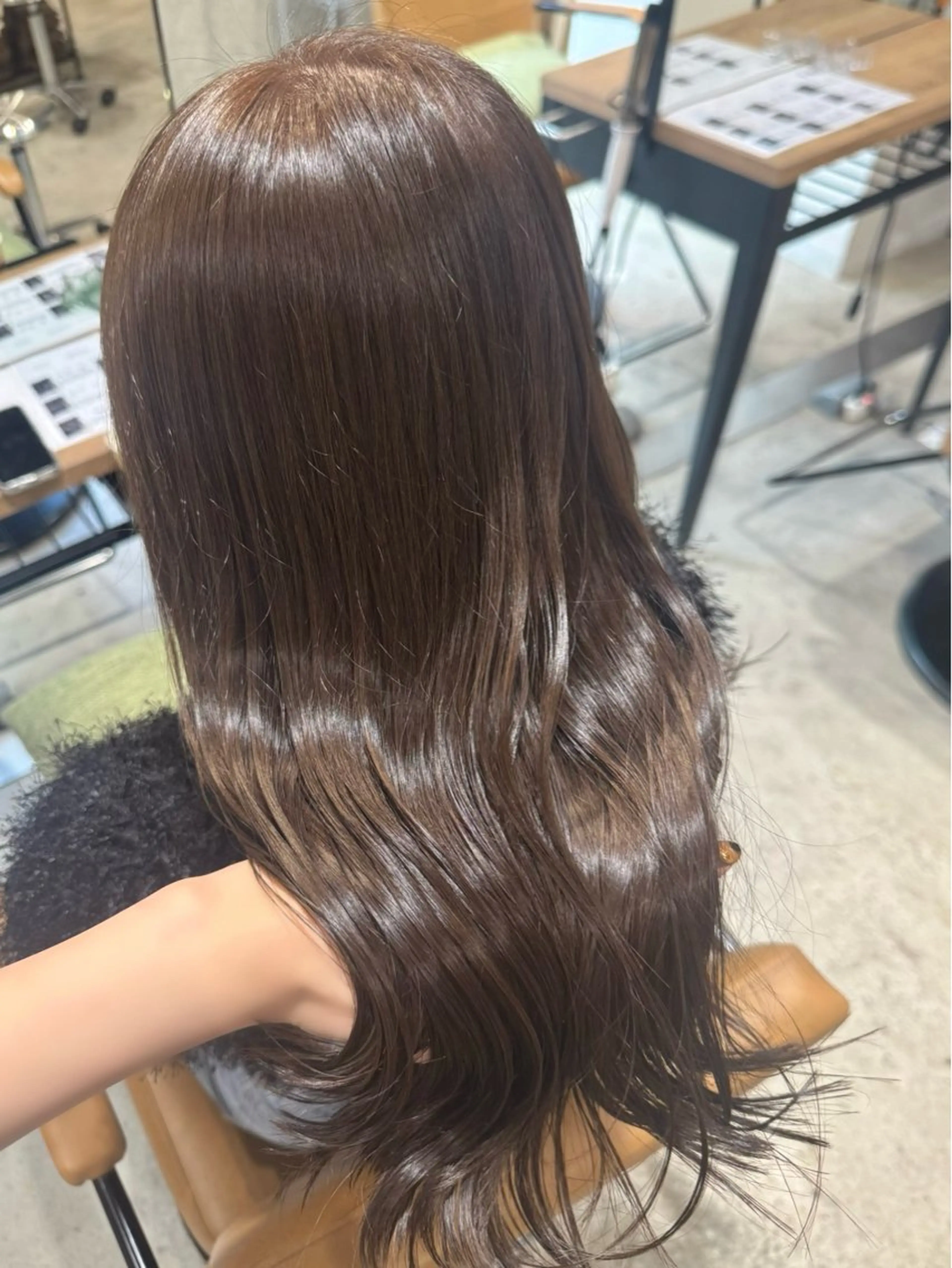 ロング カラー ヘアアレンジ ベージュカラー オリーブベージュ カット ヘアカラー トリートメント ヘッドスパ 顔まわり/艶カラー/ 🤎himari🤎のヘアスタイル