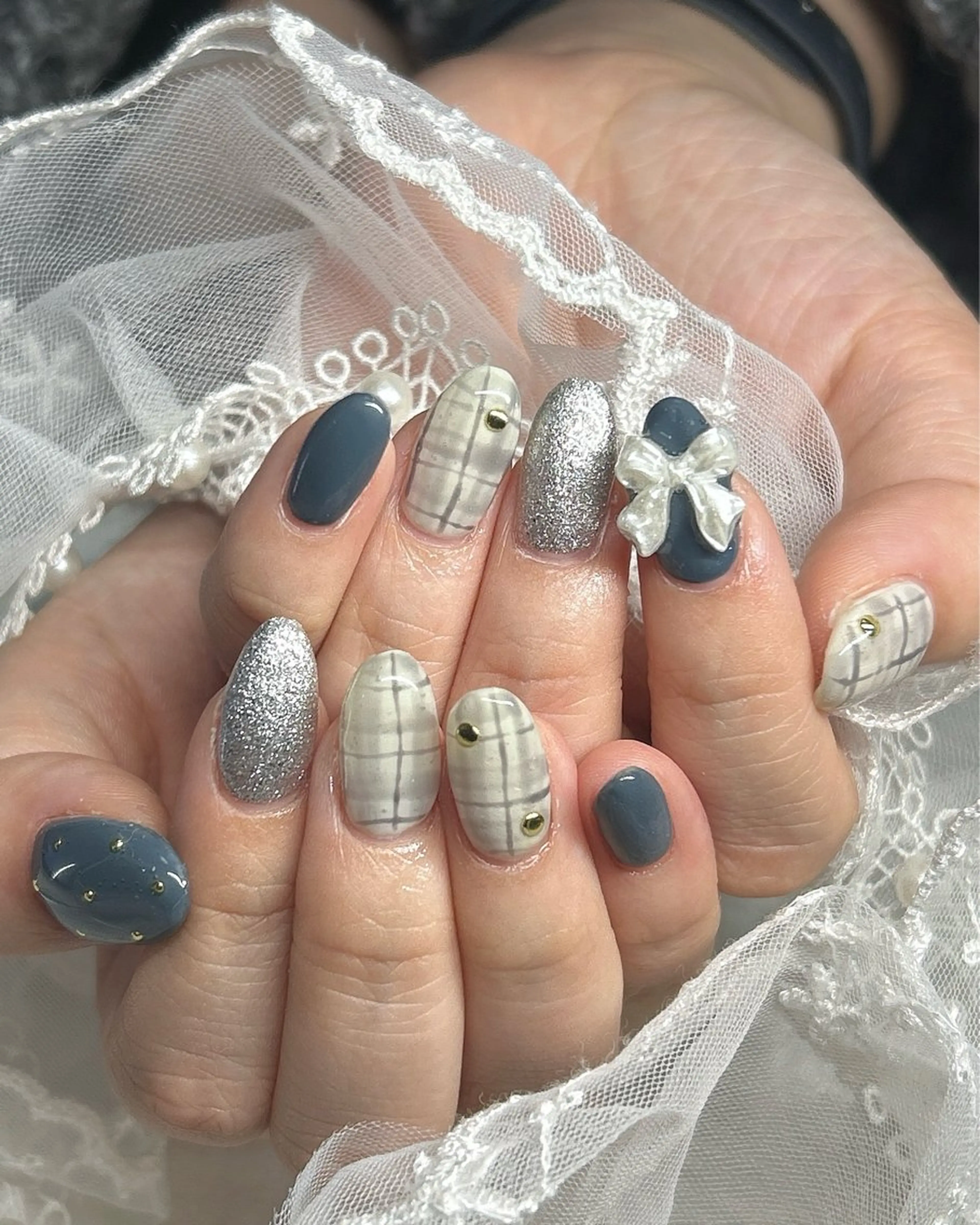 ネイル リボン ハンドネイル Best Nail Yu🎀🫧のネイルデザイン