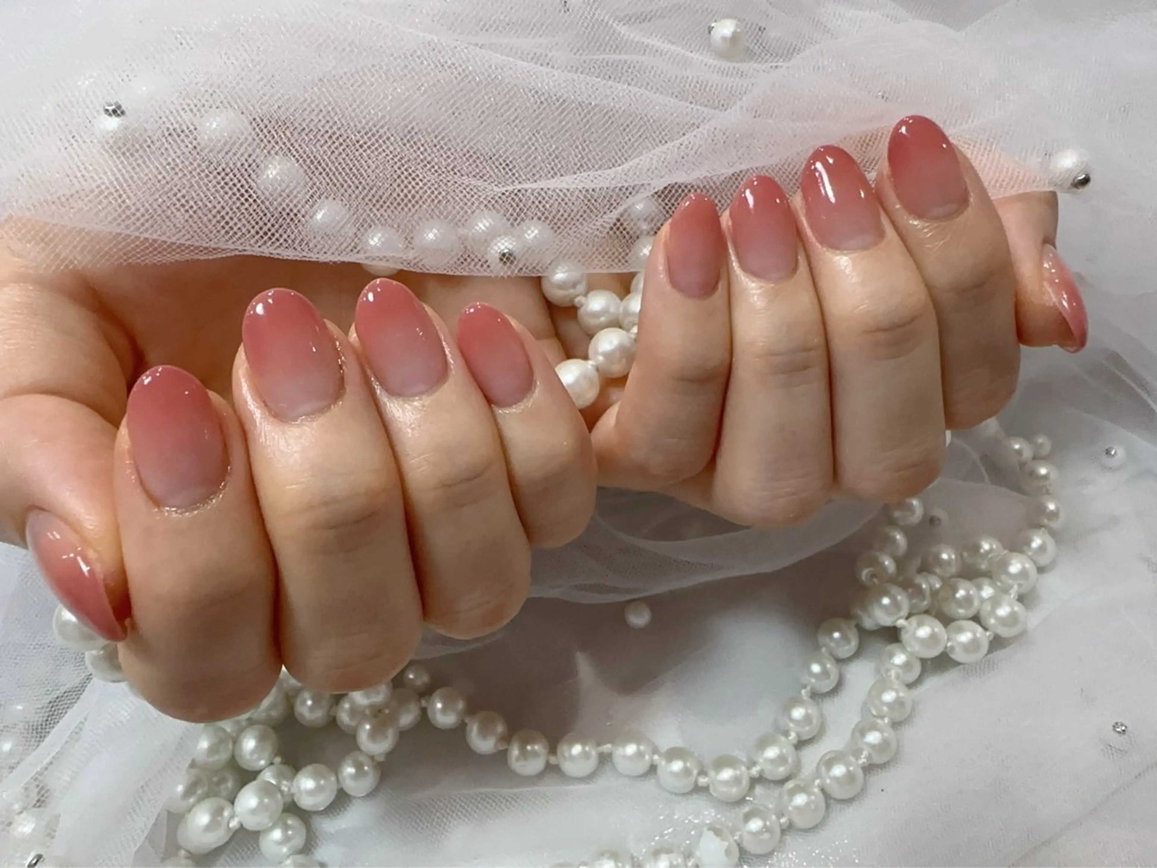 ネイル アートネイル フラッシュネイル フレンチネイル ジェルネイル ガラスフレンチ ハンドネイル You&Me Miyuのネイルデザイン