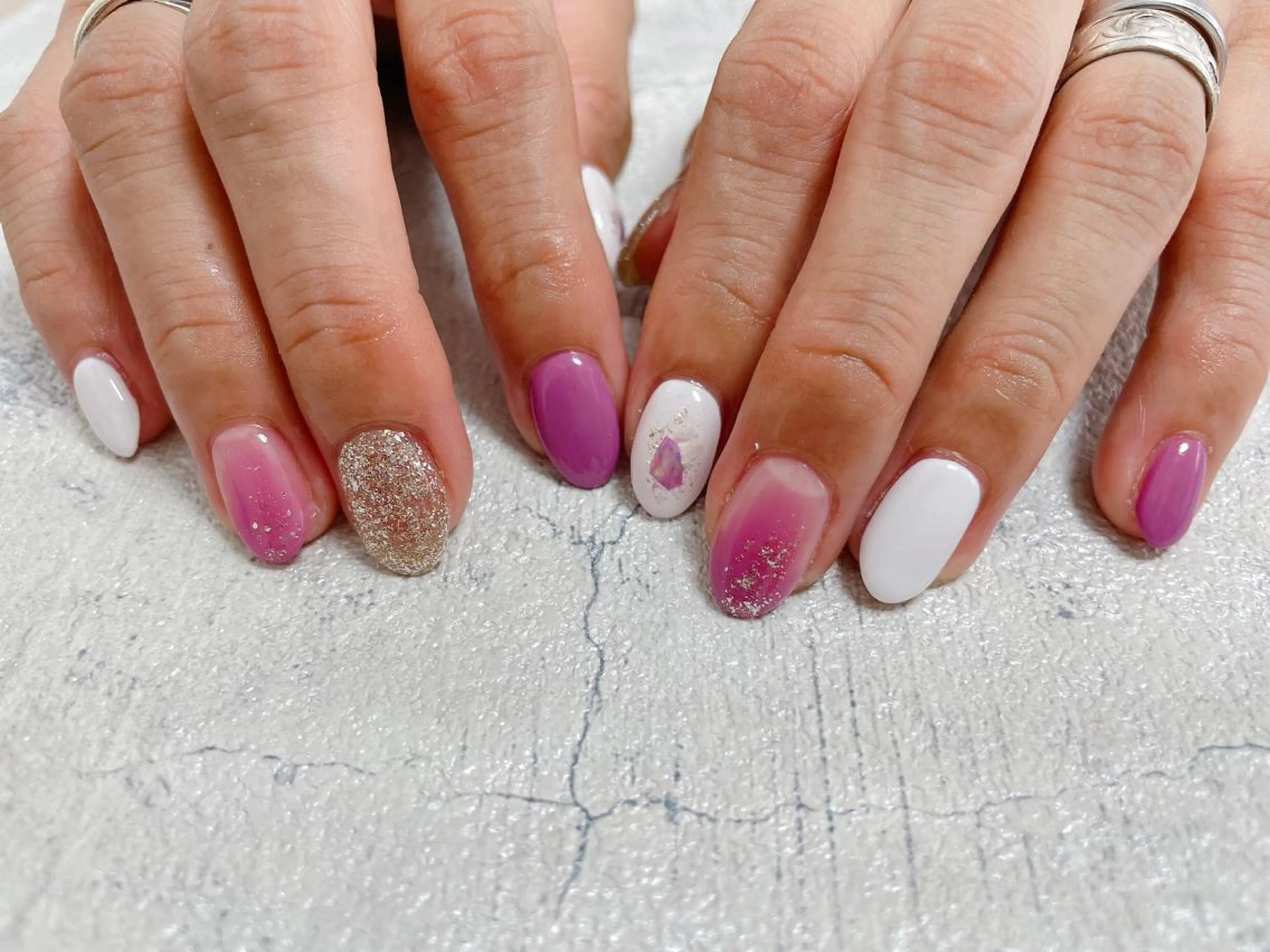 ネイル パープル 夏ネイル kikinail 溝の口のネイルデザイン