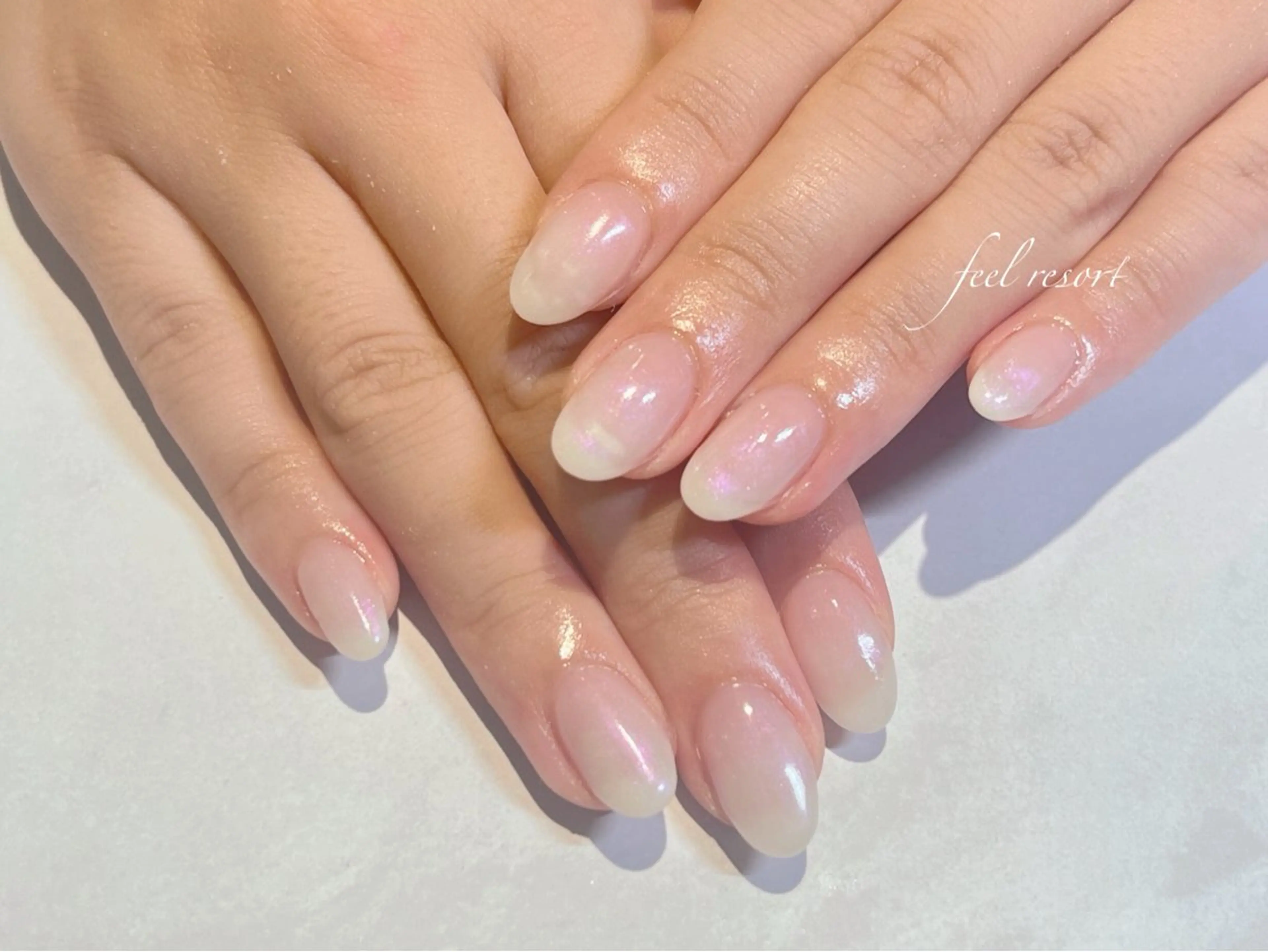 ネイル 長さ出し フットネイル フレンチネイル ジェルネイル ガラスフレンチ Lien(リアン) 銀座駅6分のネイルデザイン