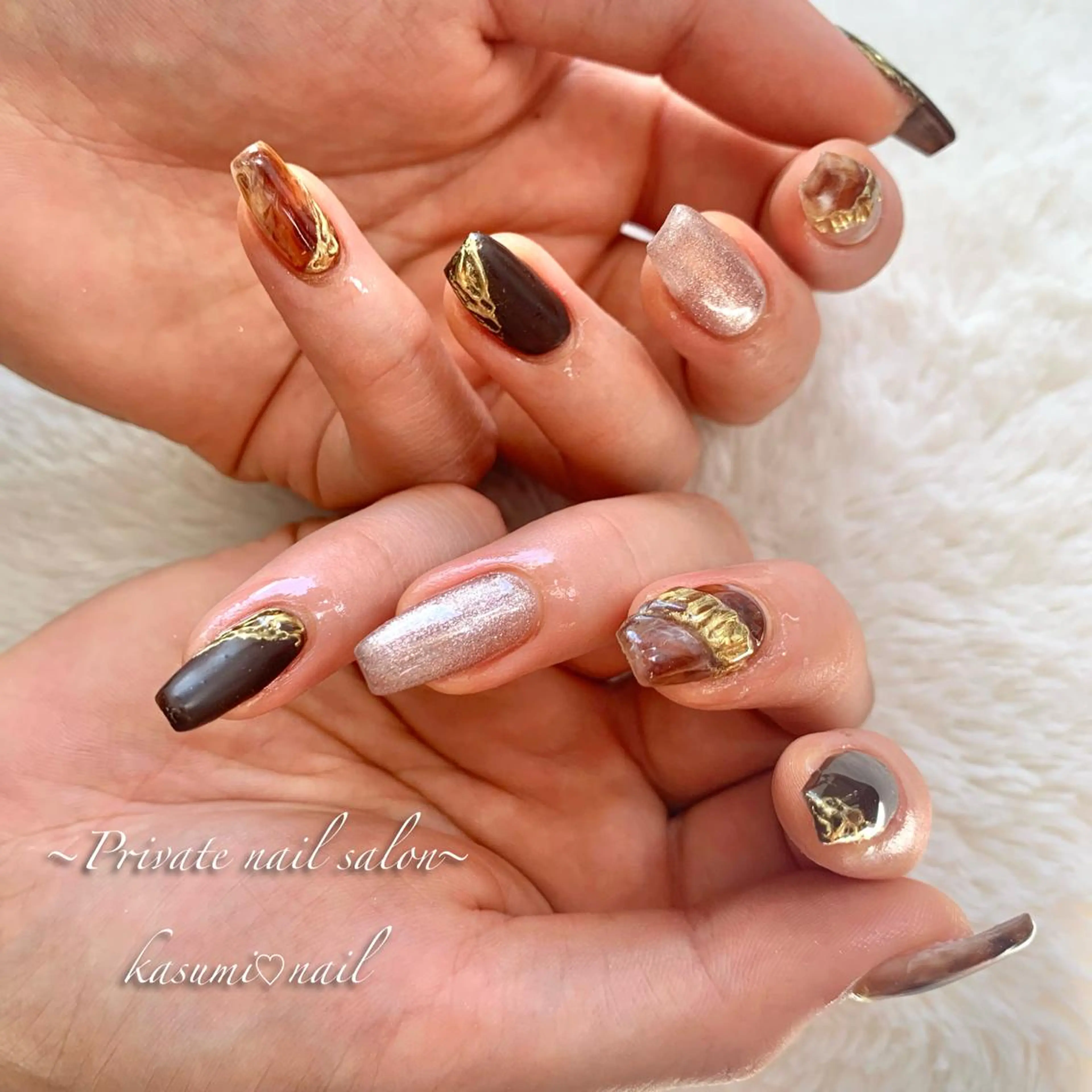 ネイル アートネイル ラメ(グリッター) マグネットネイル ミラーネイル 持ち込み KASUMI♡ Nailのネイルデザイン