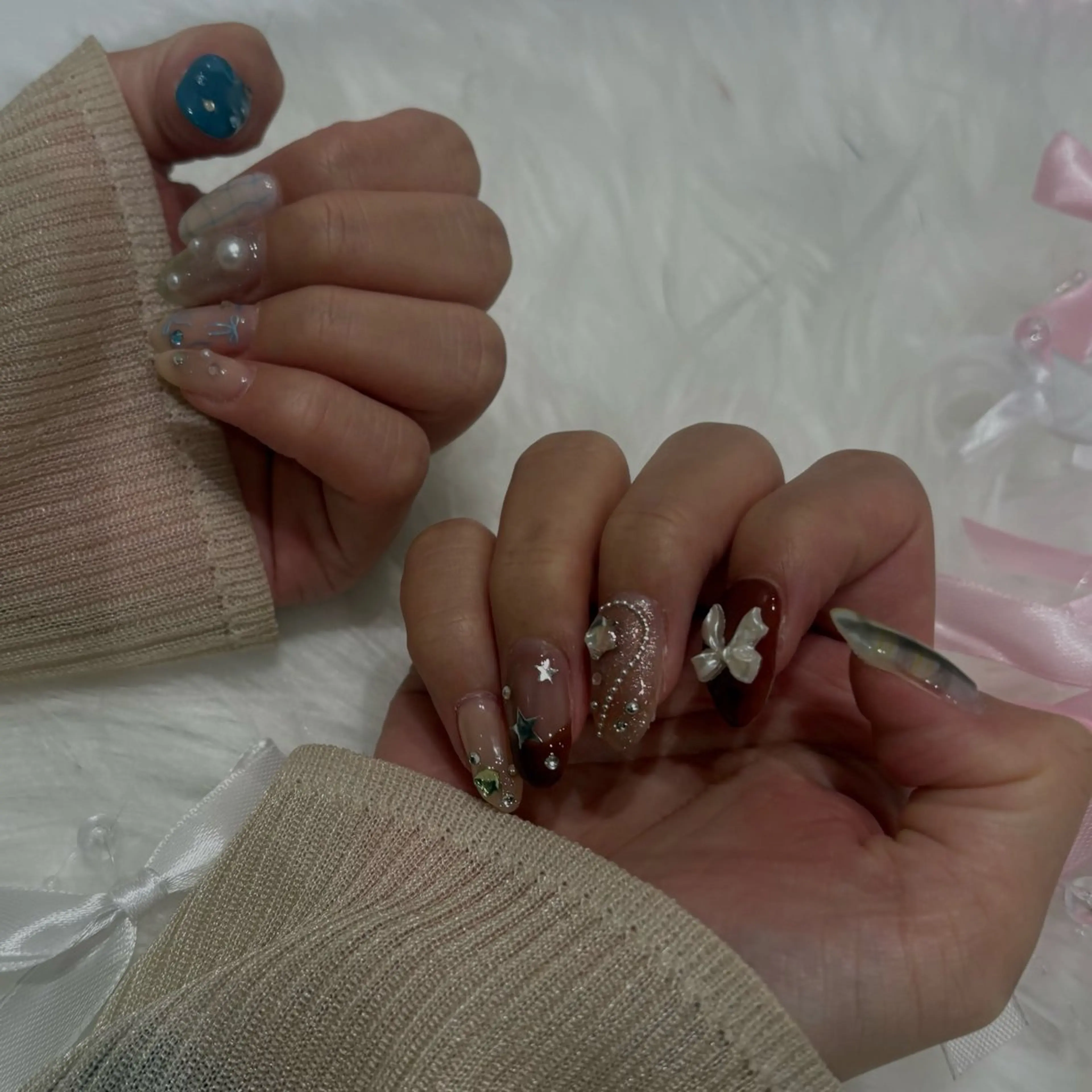 ネイル アートネイル 長さ出し フットネイル ハート キラキラネイル vante_aimi .パラジェル取扱店のネイルデザイン