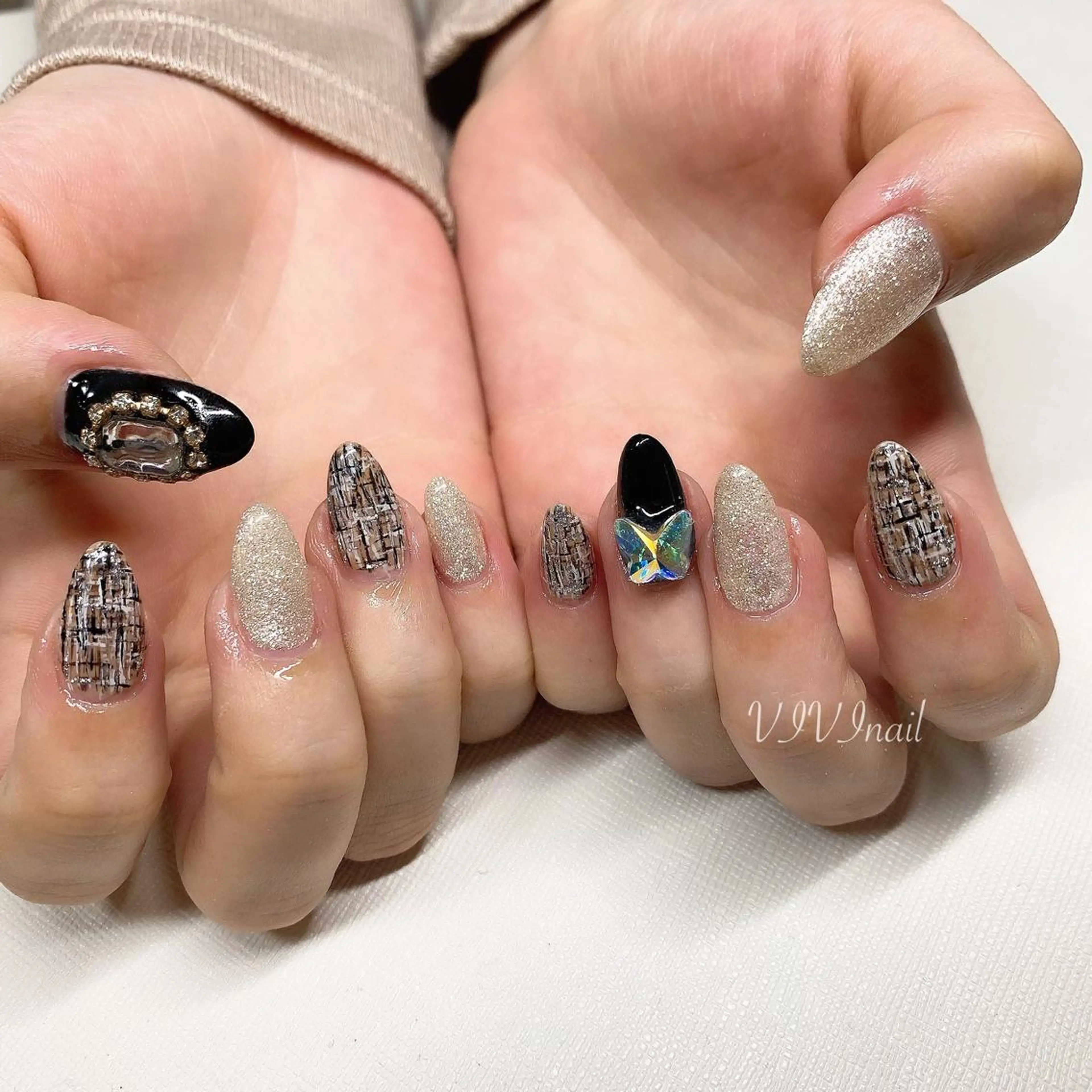 ネイル ツイードネイル ハンドネイル vivi nailのネイルデザイン