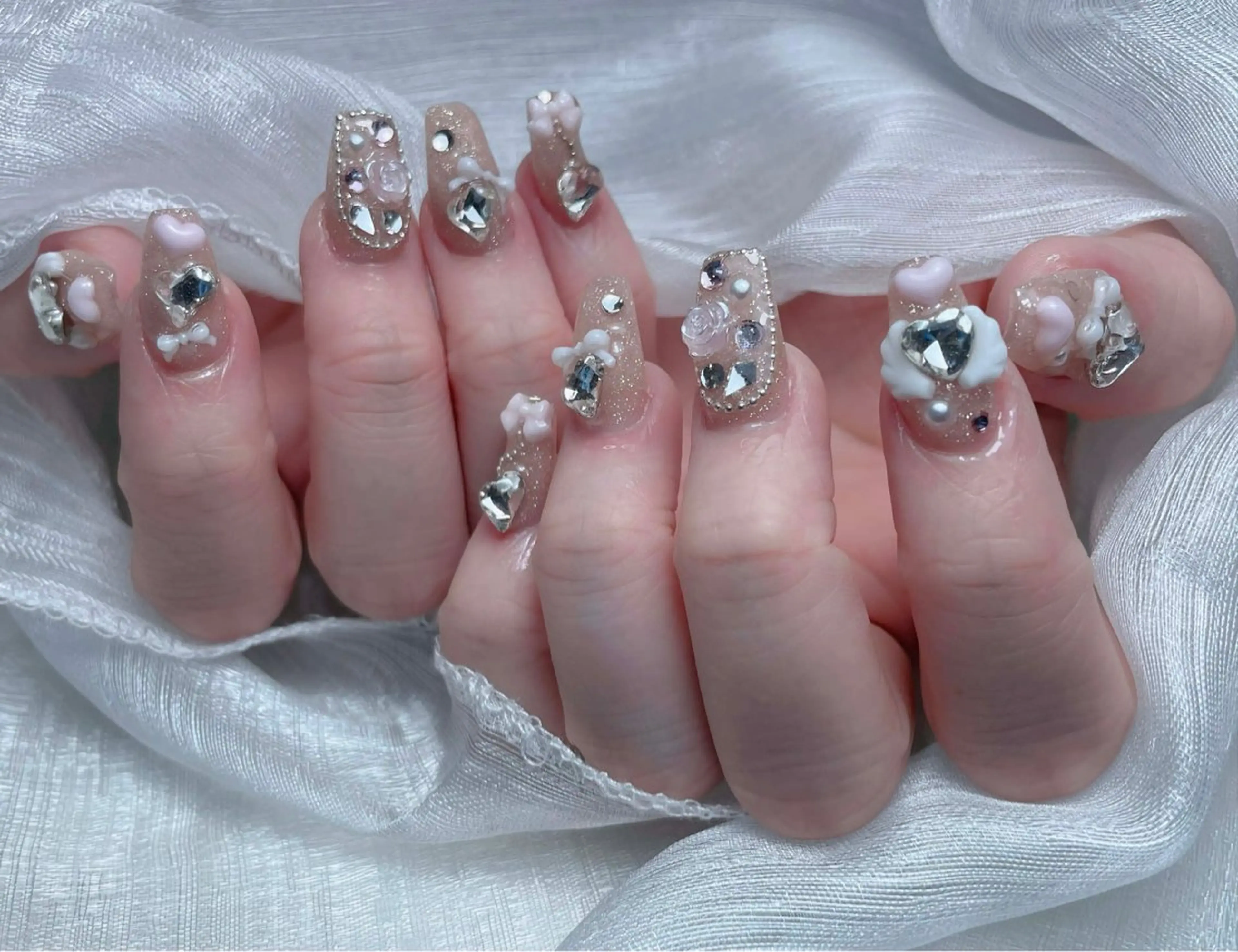 ネイル 長さ出し フットネイル フレンチネイル ジェルネイル ガラスフレンチ ハンドネイル 中野駅から2分 MEO NAILのネイルデザイン