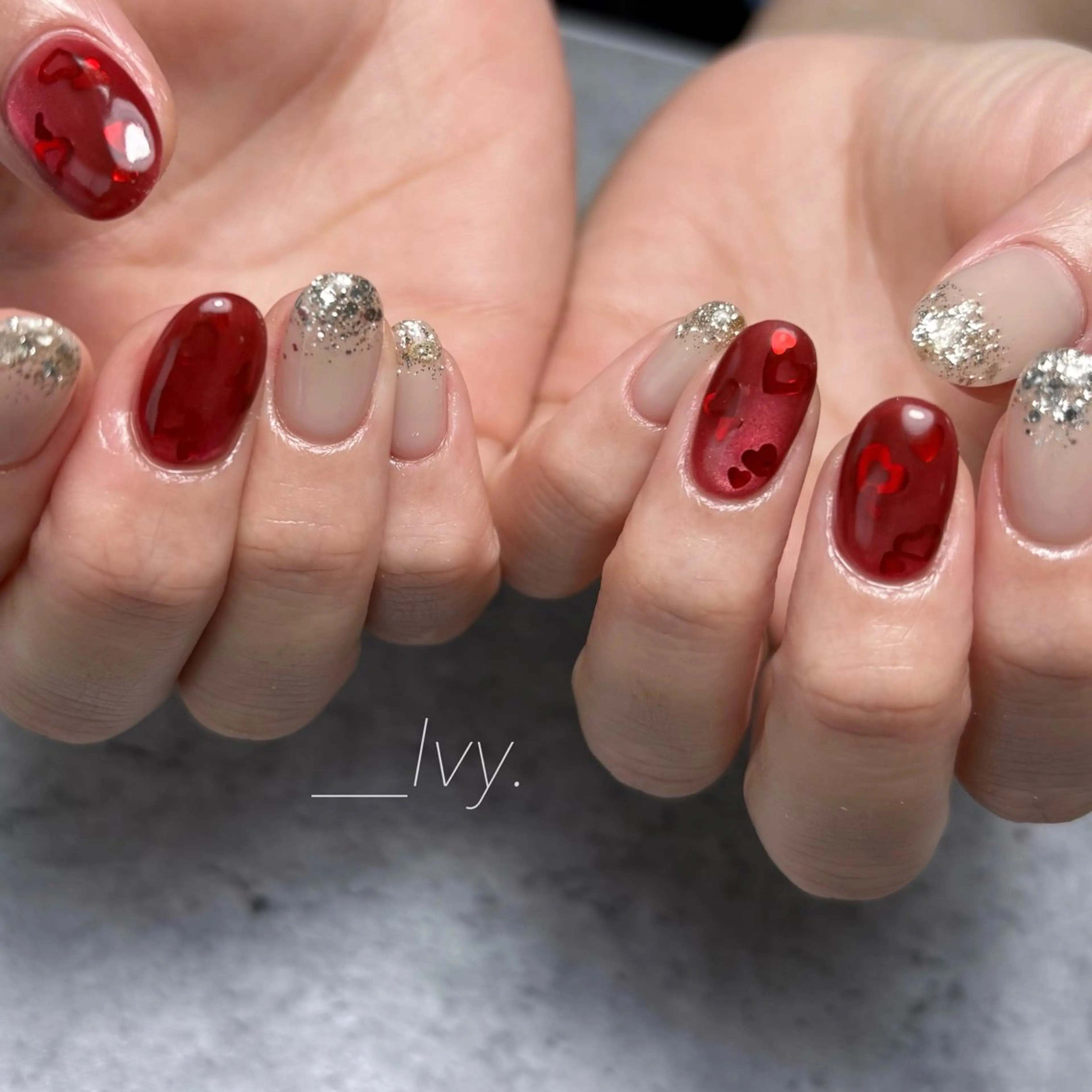 ネイル バレンタイン ハンドネイル ハンドケア nail salon Ivy【放出】のネイルデザイン