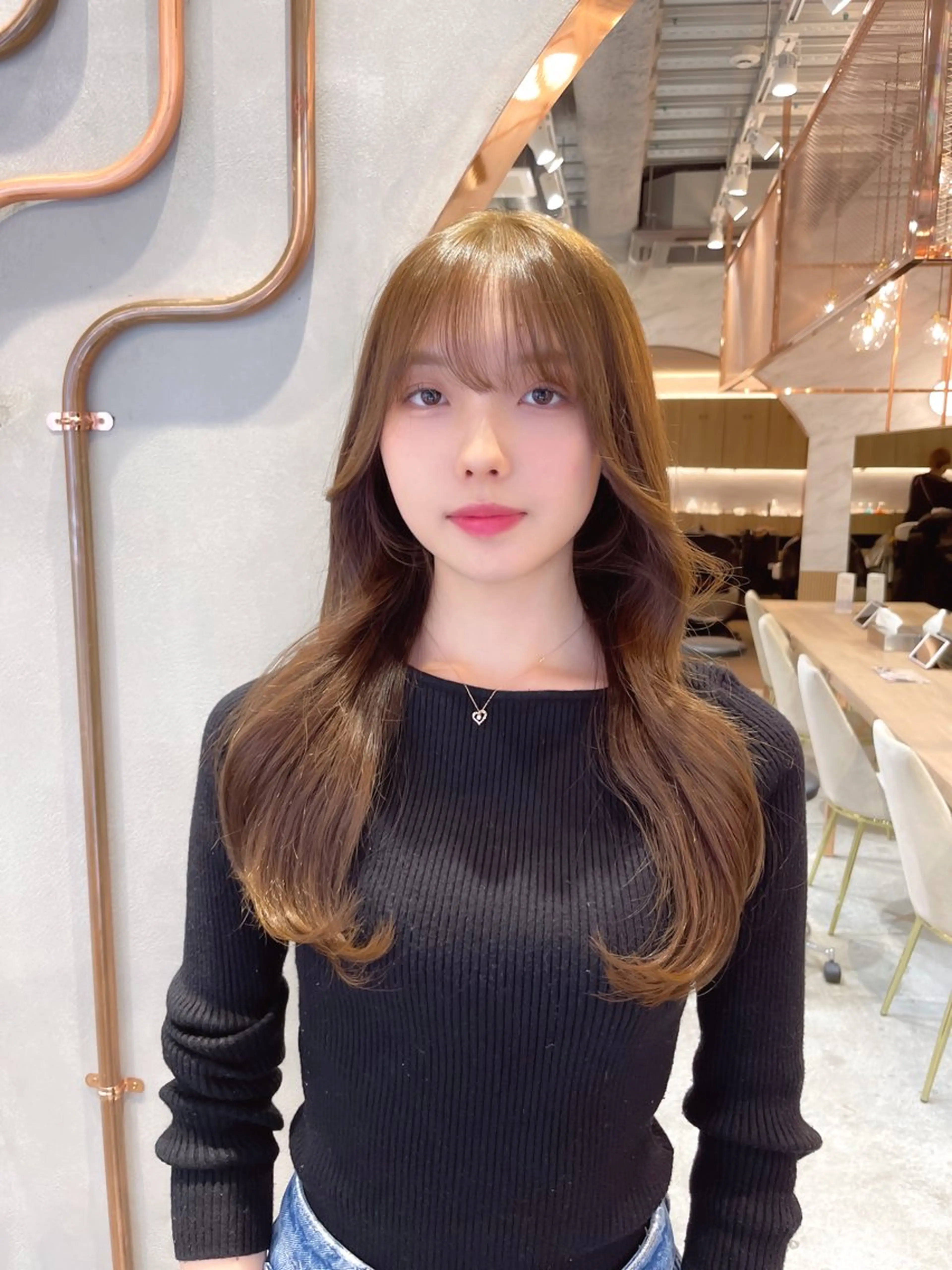 ロング カラー カット ヘアカラー 縮毛矯正 トリートメント レイヤー/韓国ヘア 縮毛矯正🫧鈴木颯のヘアスタイル