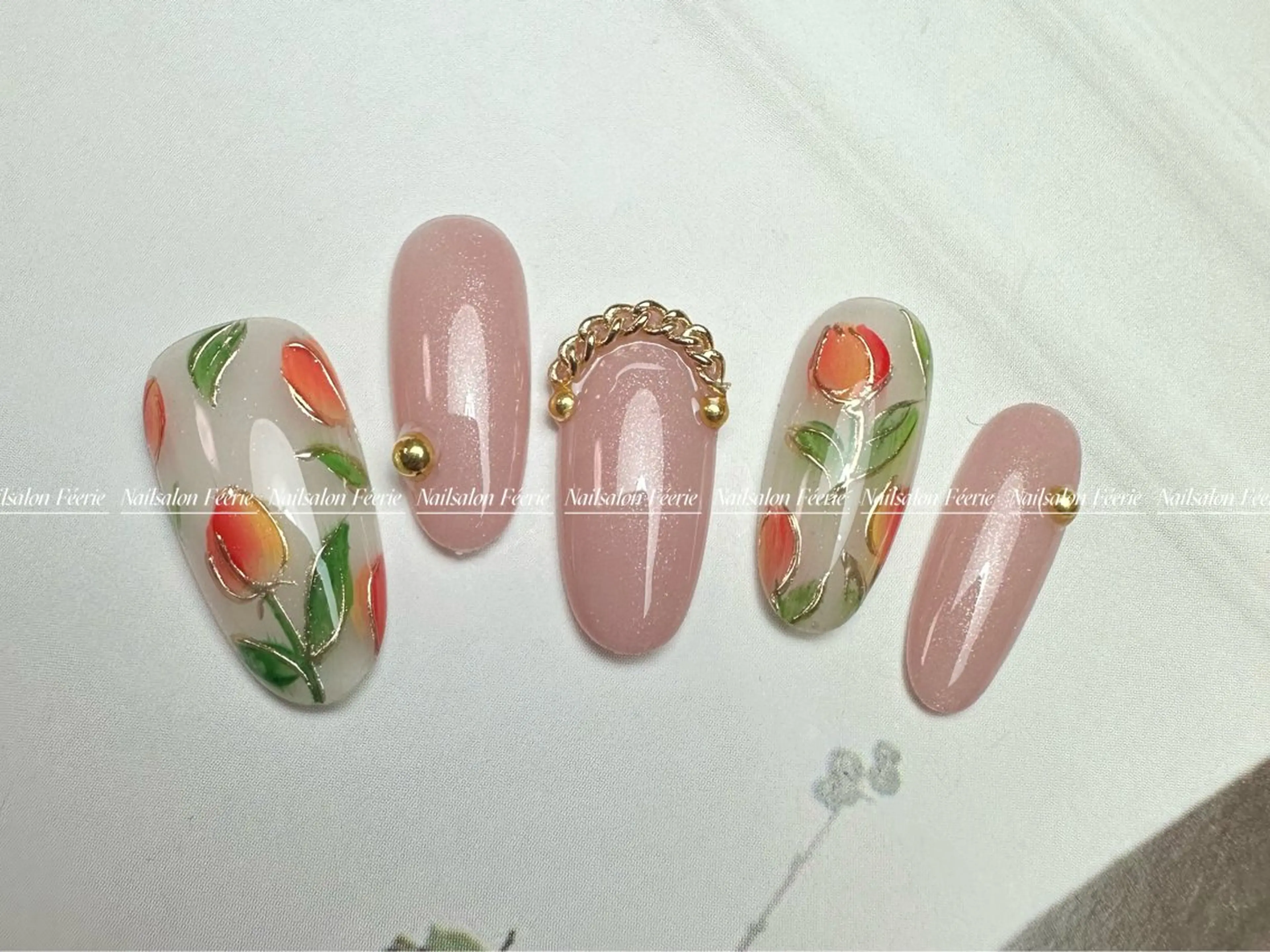 ネイル 桜ネイル 成人式 長さ出し フットネイル フレンチネイル ハンドネイル ハンドケア nail salon Feerieのネイルデザイン