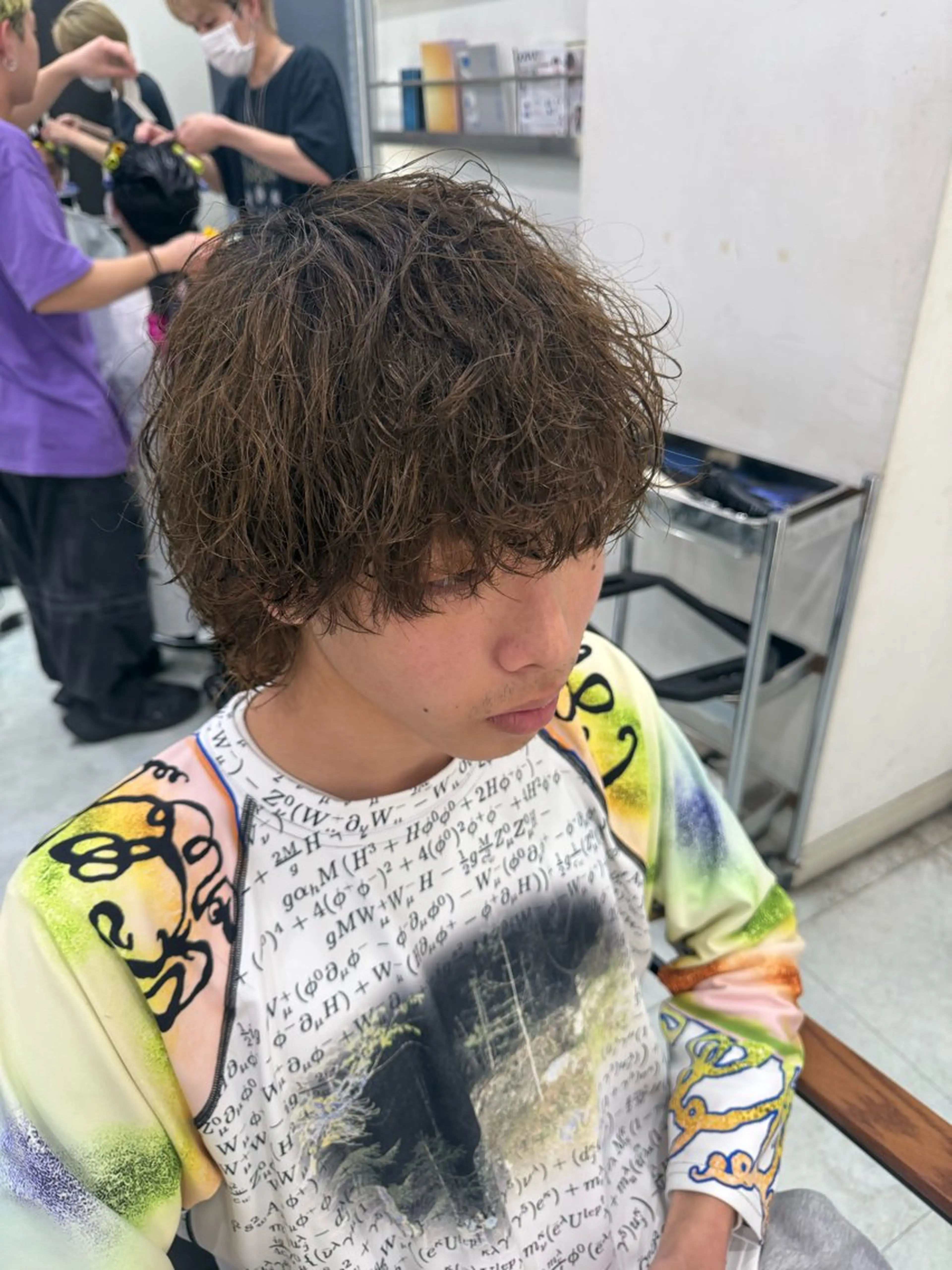 パーマ メンズ 波巻きパーマ メンズウルフカット ウルフカット メンズカット/ 静岡メンズ/ひよりのヘアスタイル