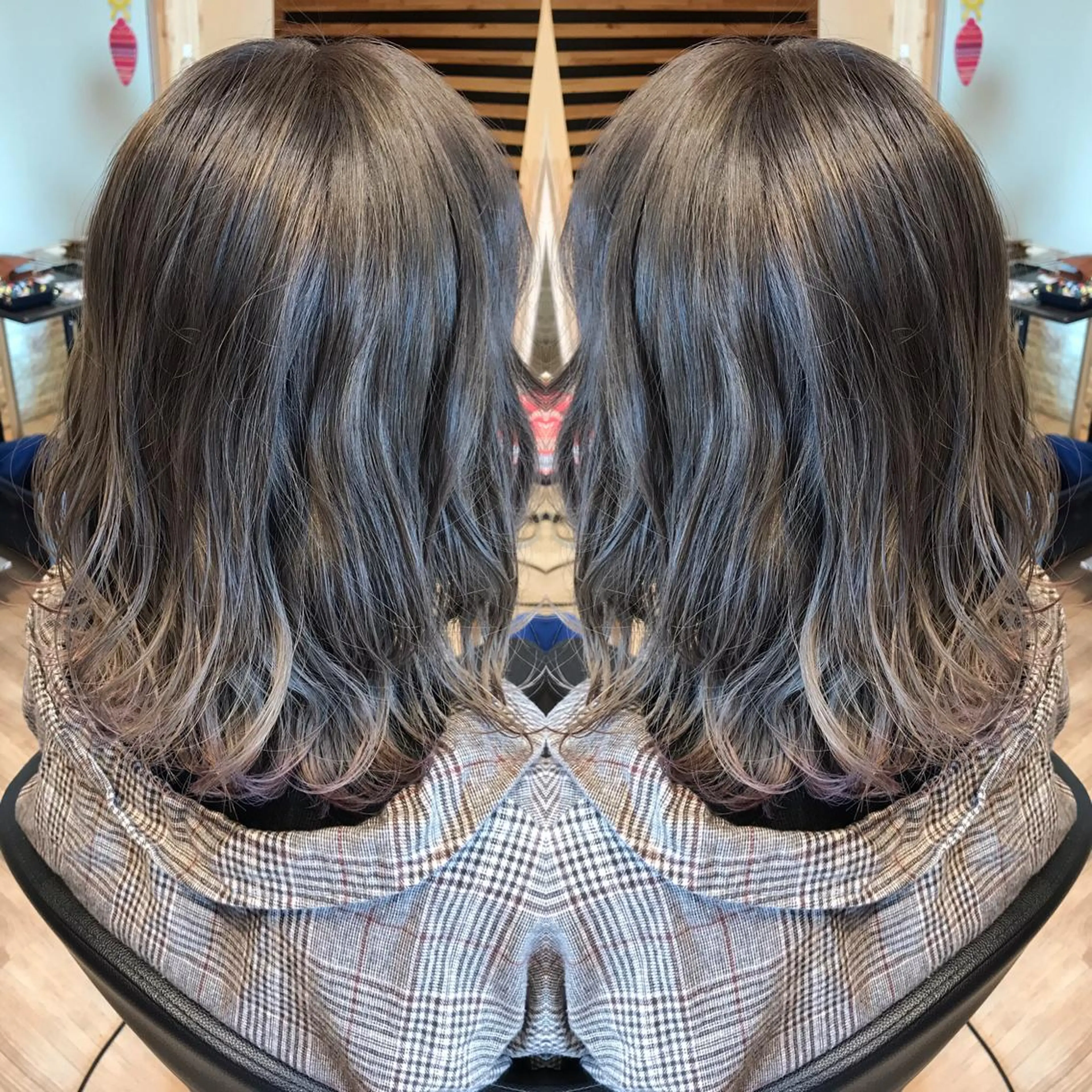 ミディアム カラー ブリーチ 透明感カラー グラデーションカラー ピンクカラー ヘアカラー 大久保 隆蔵のヘアスタイル