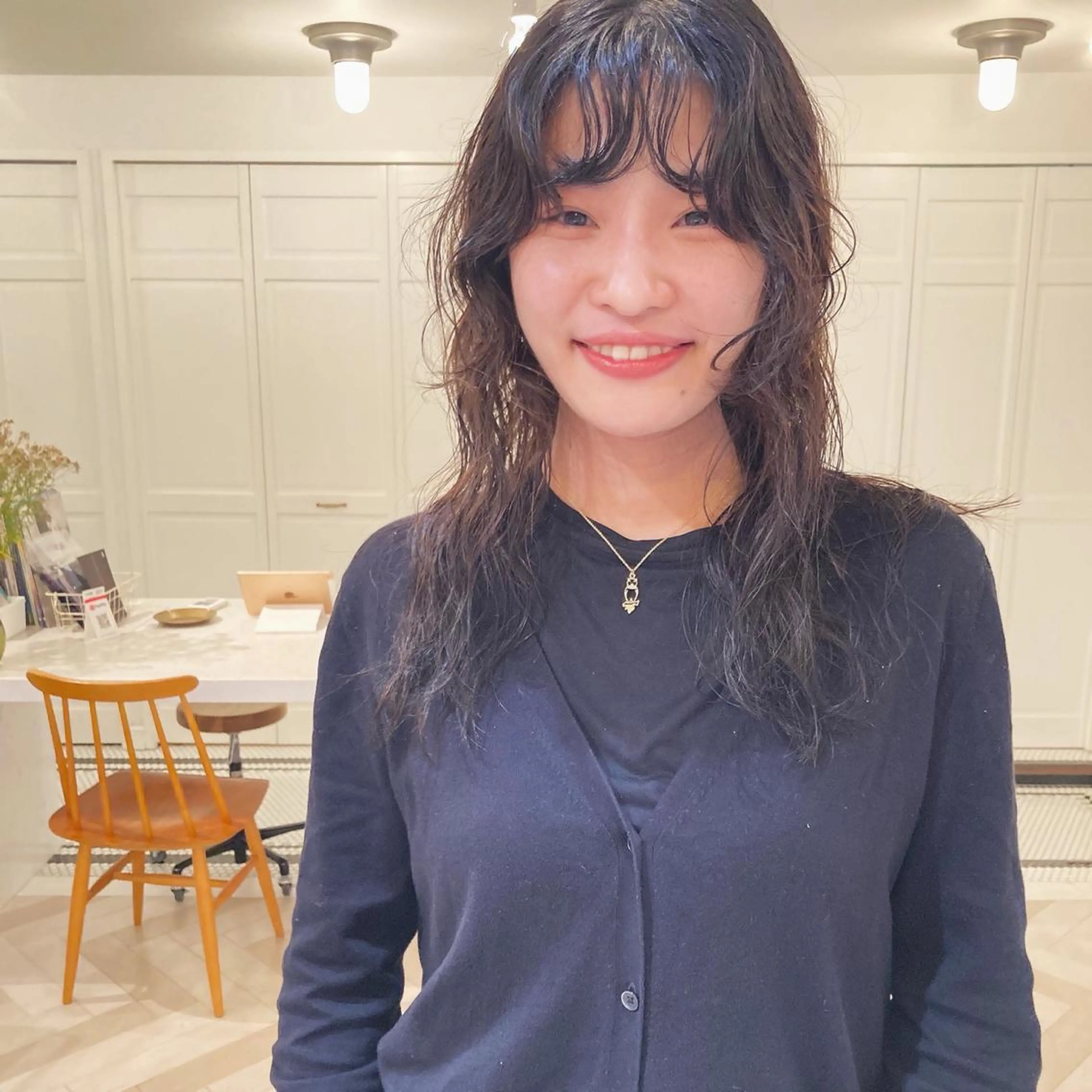 セミロング パーマ セミロングパーマ カット パーマ お洒落ベージュ🤎 代官山shibukiのヘアスタイル