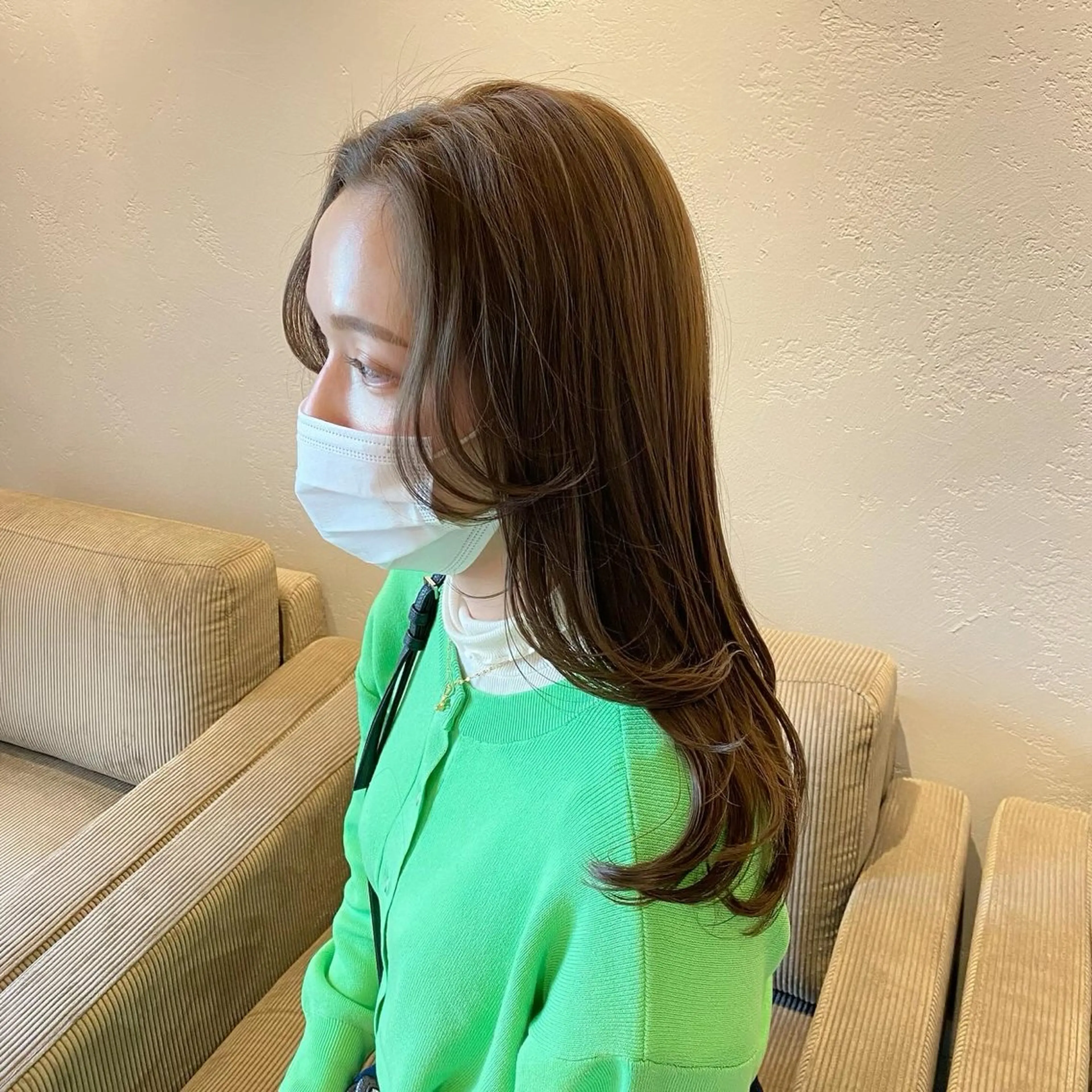 セミロング カラー 地毛風縮毛矯正/ コウノリナのヘアスタイル