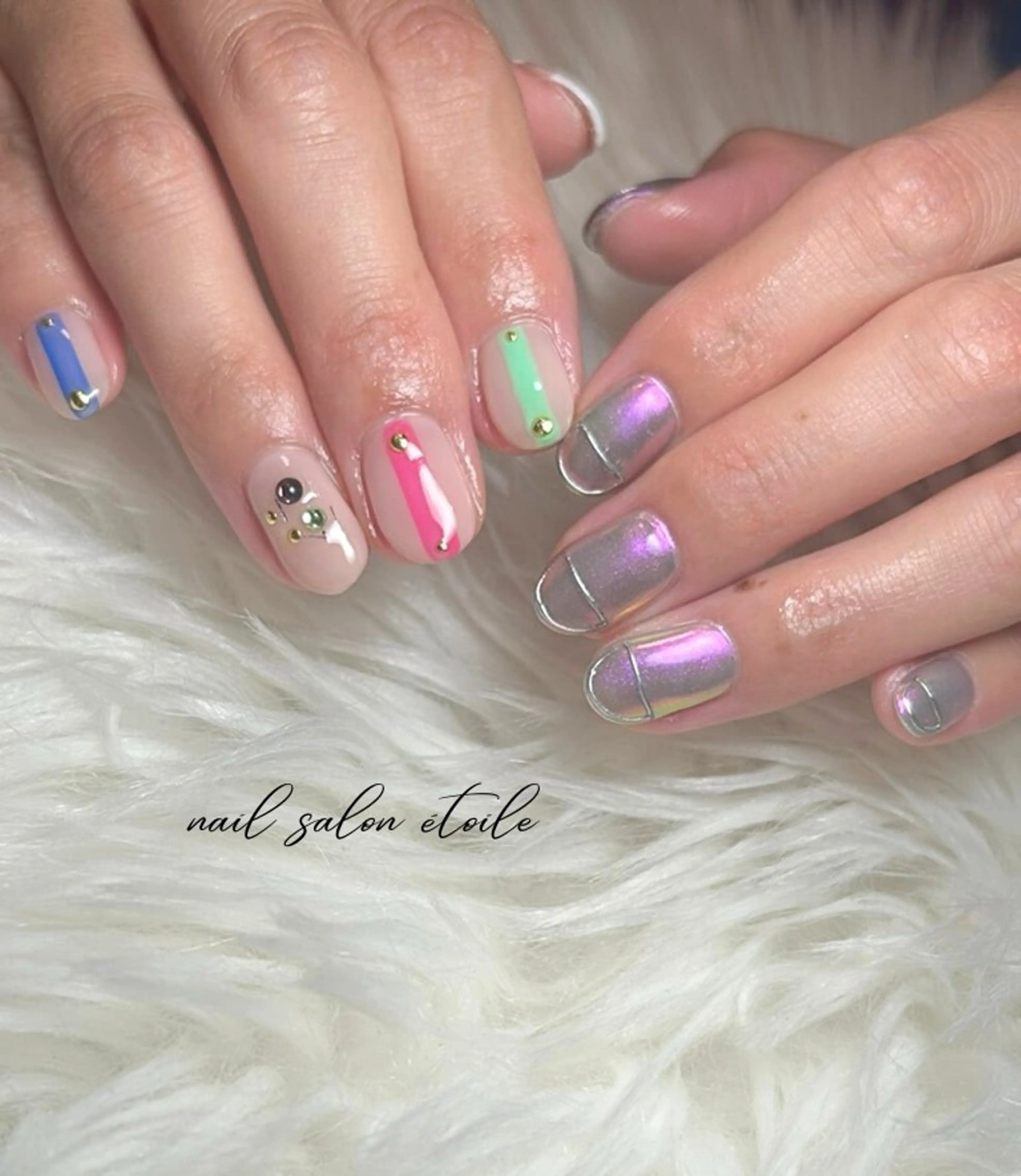 ネイル オーロラネイル パープル ハンドネイル nail salon étoileのネイルデザイン