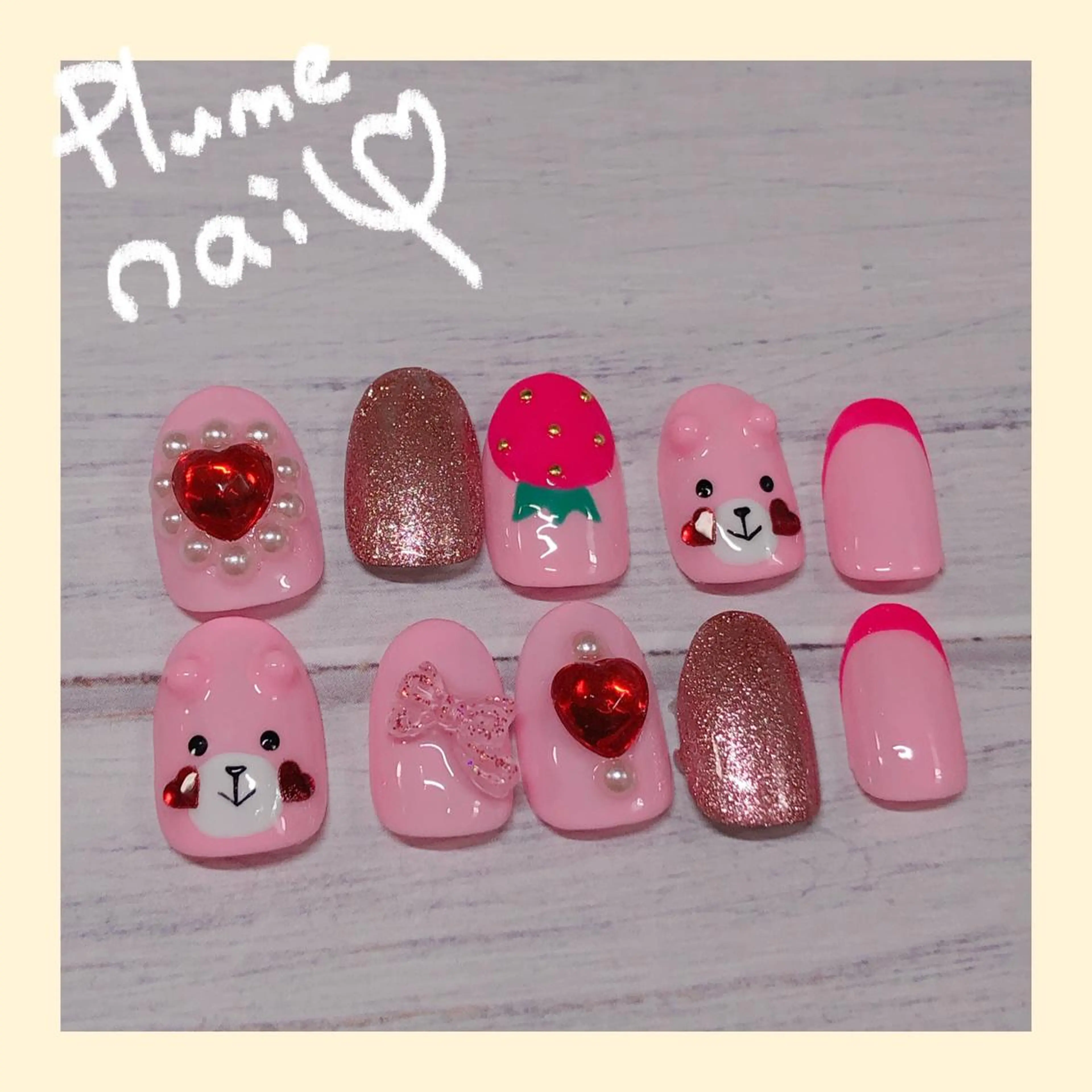 ネイル アートネイル ハート キラキラネイル 韓国ネイル ラメ(グリッター) ハンドネイル plume nail ☆韓国ネイルのネイルデザイン