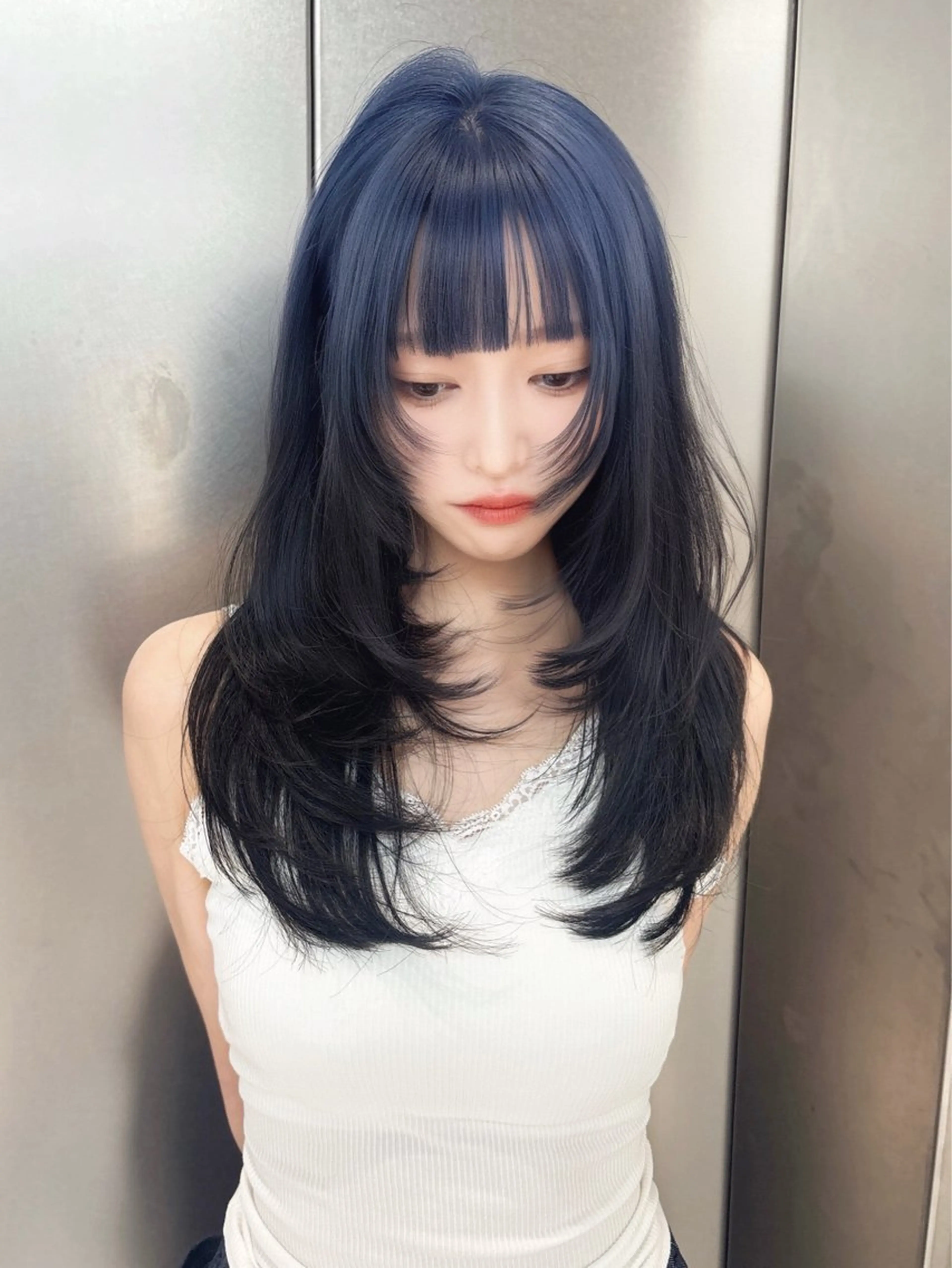 ミディアム カラー ブリーチ ボブ 韓国風ヘア レイヤーカット トリートメント ヘアカラー rina／ベージュ ワンホン/韓国ヘアのヘアスタイル