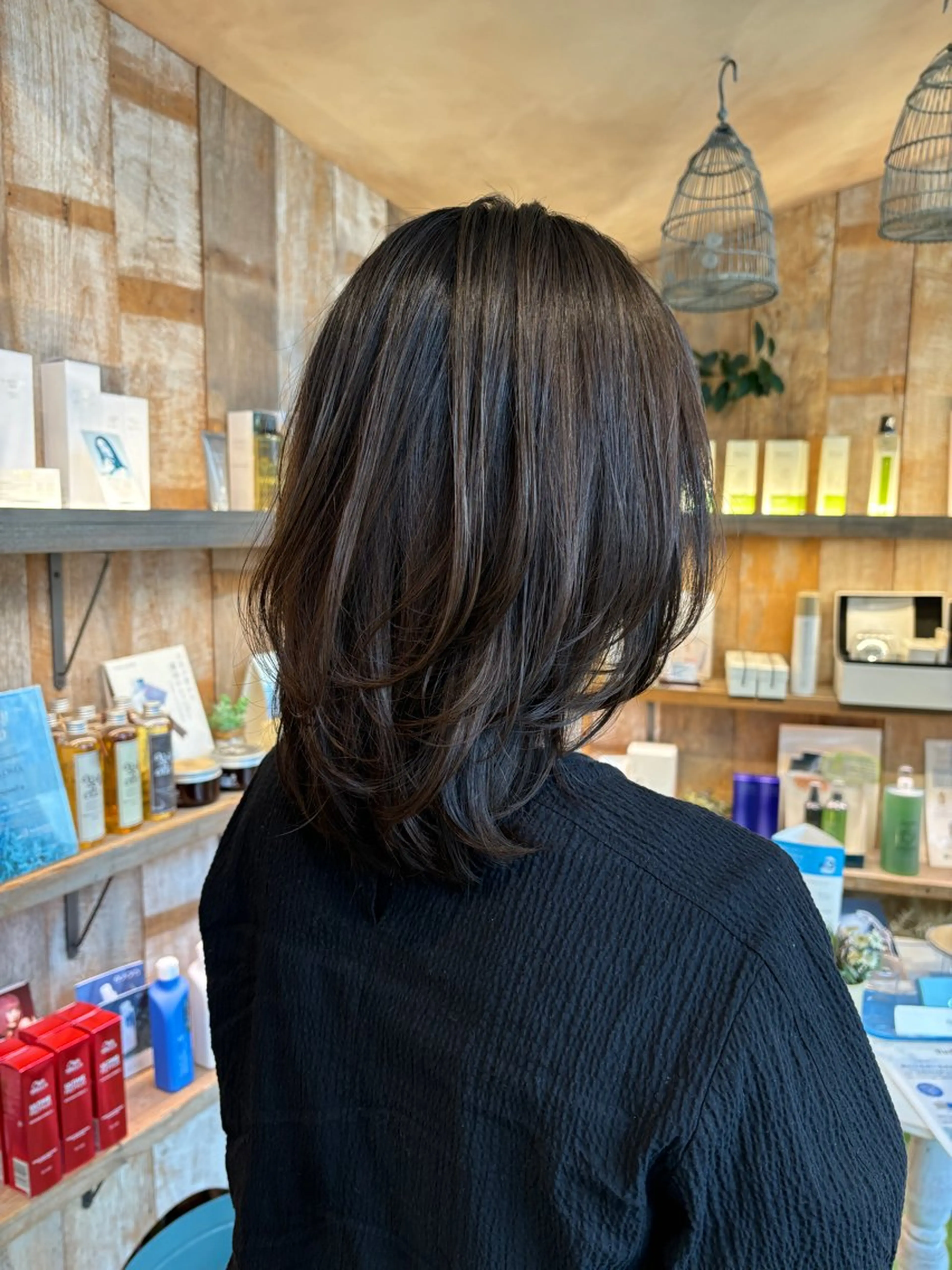 セミロング レイヤーカット カット ヘアカラー トリートメント レイヤーカット✨ 艶髪藤野のヘアスタイル