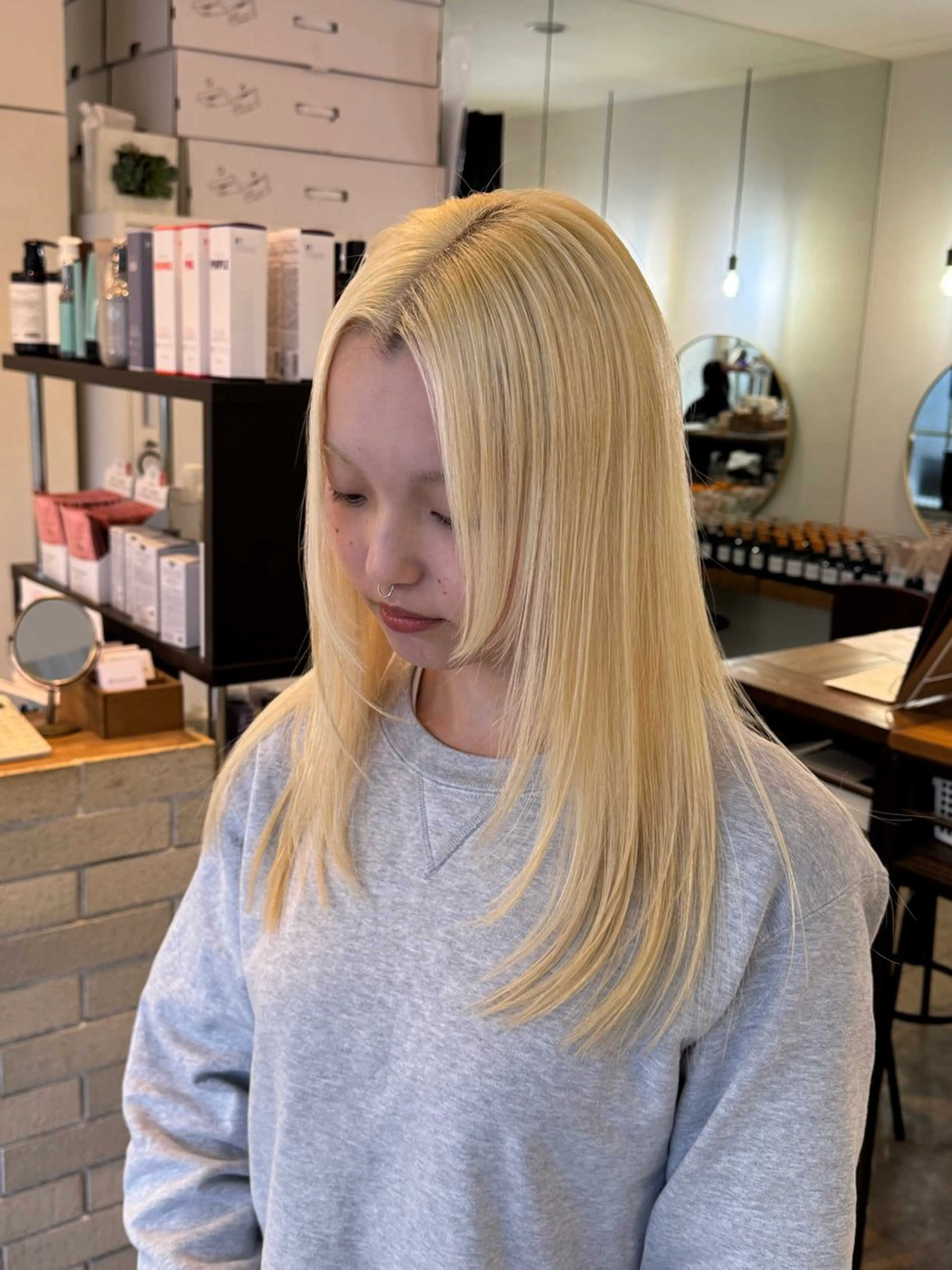 セミロング カラー カット ヘアカラー トリートメント 入江 允のヘアスタイル