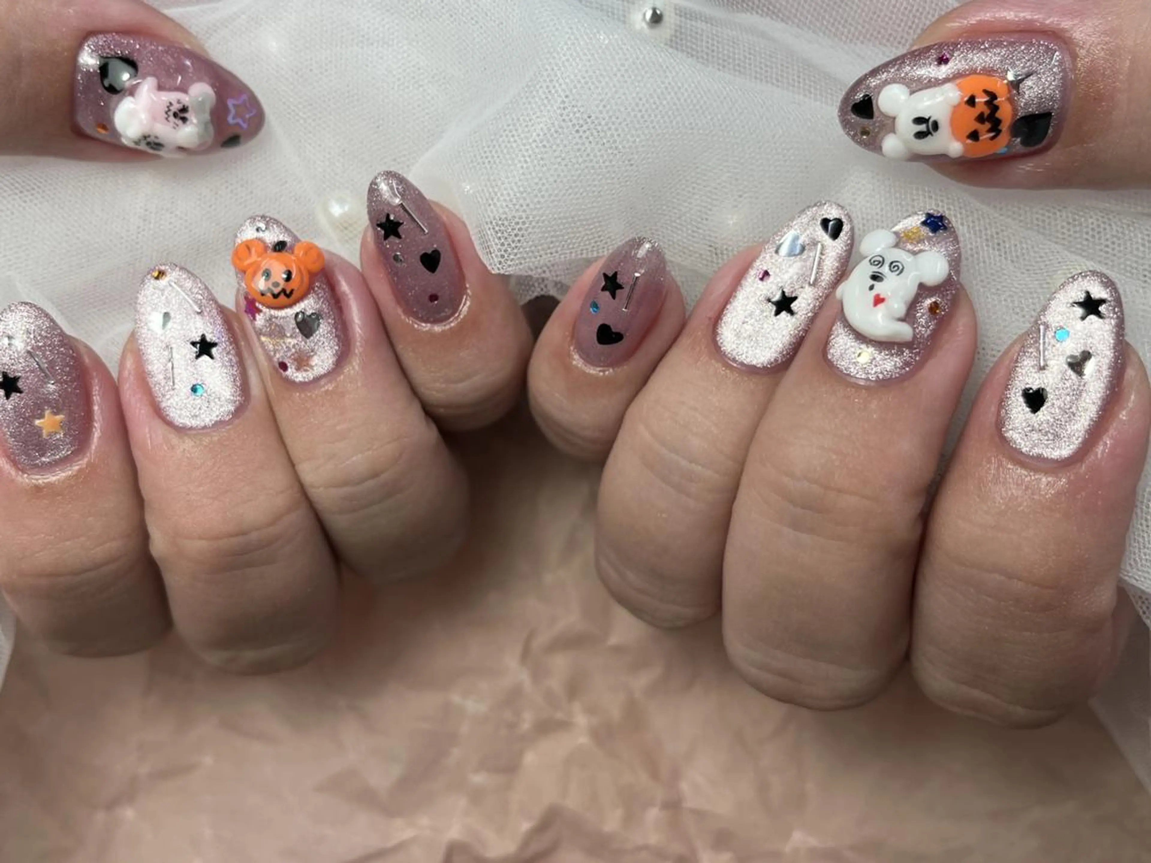 ネイル ハロウィン ハート キラキラネイル ラメ(グリッター) ハンドネイル ToliyDeliy Nail Salonのネイルデザイン