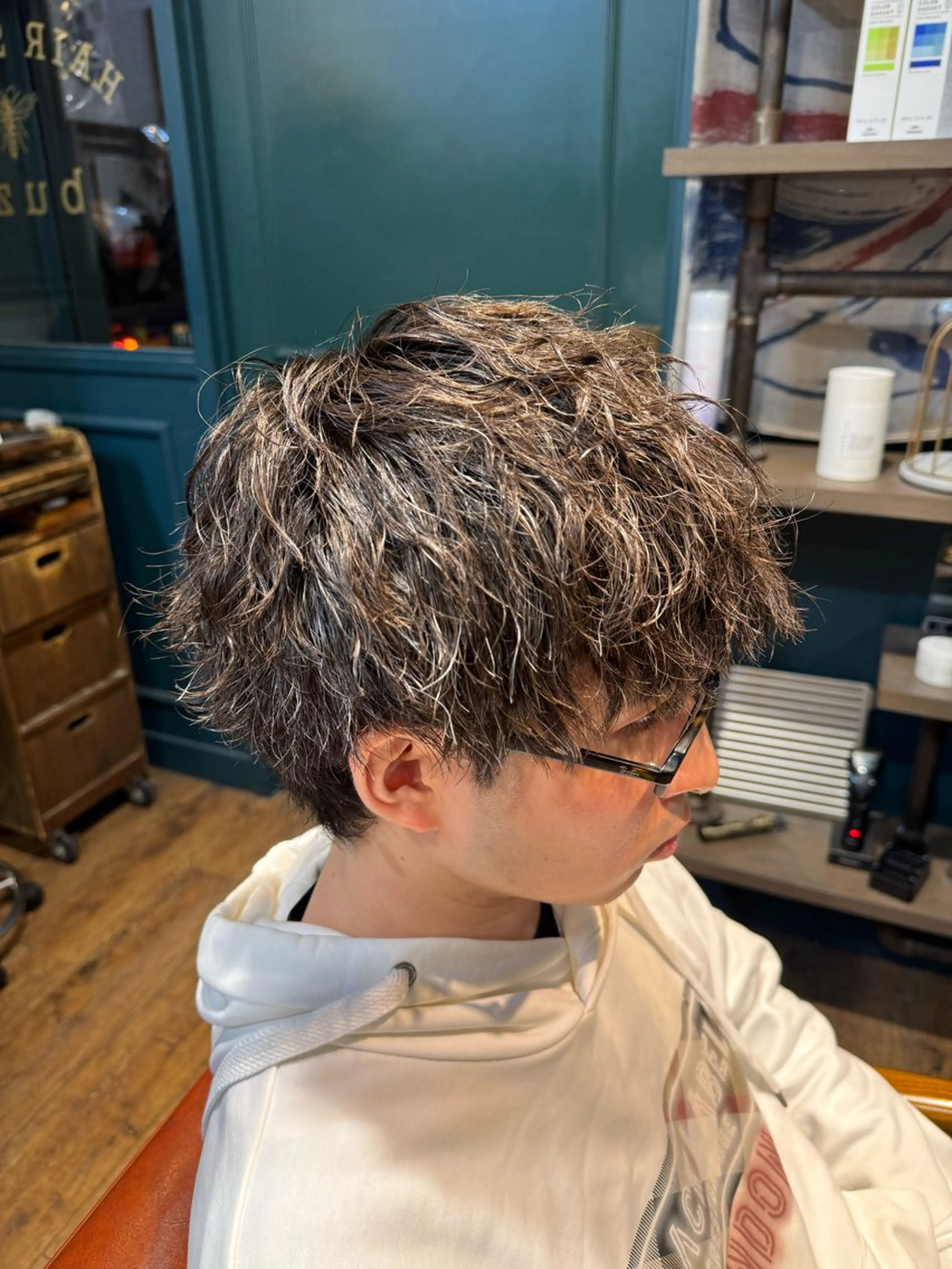 ショート パーマ メンズ カット パーマ ヘッドスパ ヘアセット 金子 富士のヘアスタイル