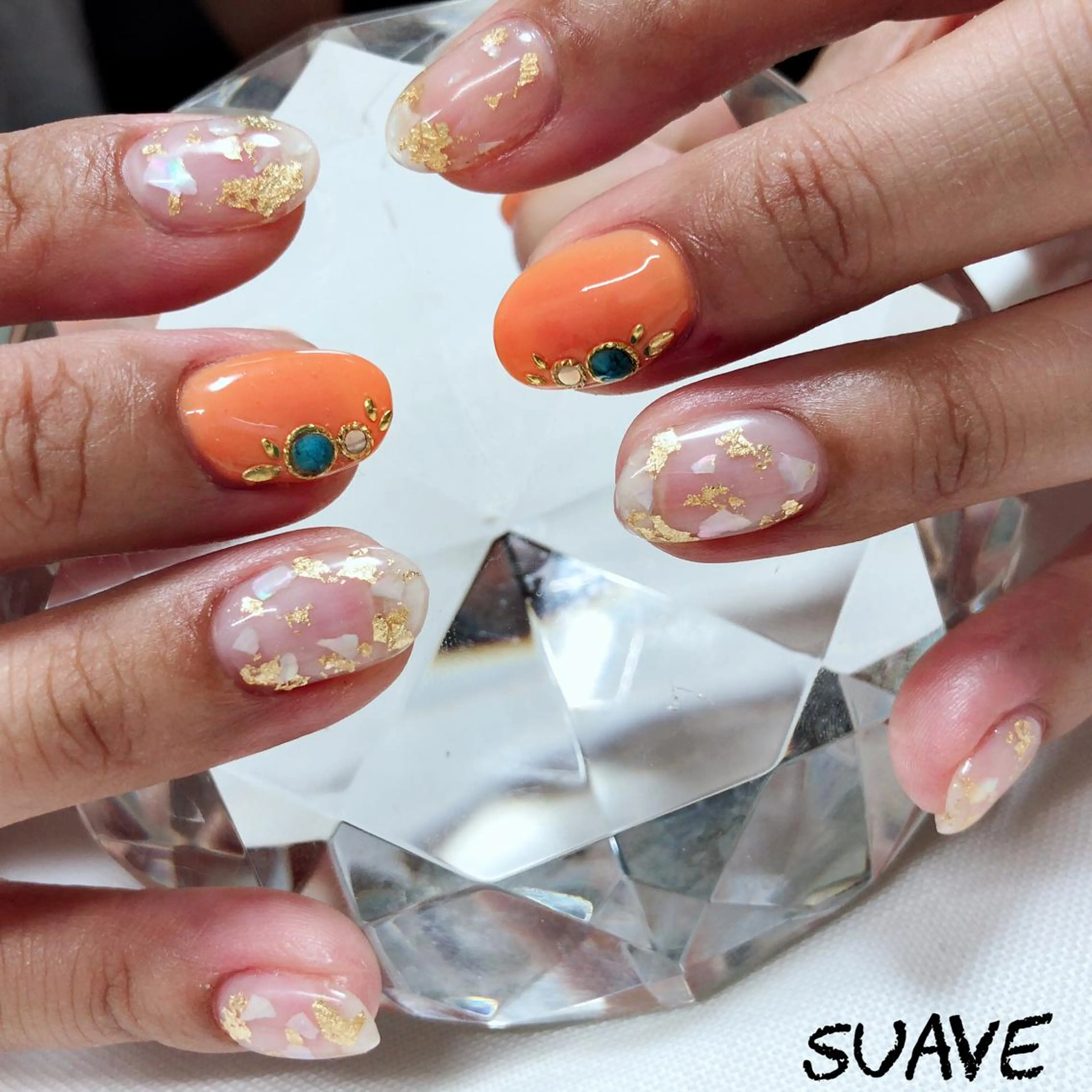 ネイル クリアネイル ジェルネイル オレンジ Nail Suave (シュアーヴ)のネイルデザイン
