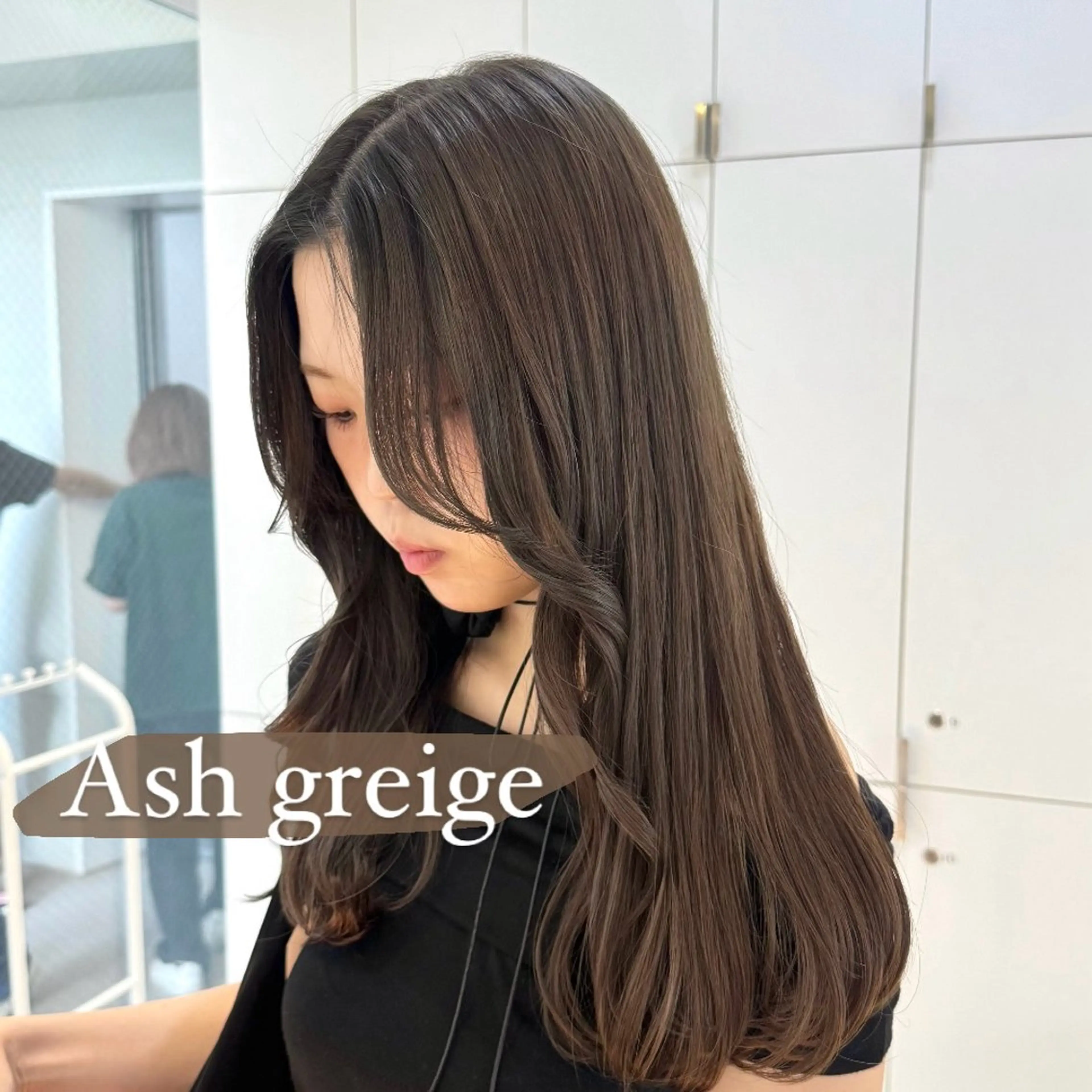 ロング カラー ブリーチ 透明感カラー グレージュ ブリーチなしカラー 似合わせカット ヘアカラー トリートメント ツヤ髪/韓国ヘア 💎Nokaのヘアスタイル