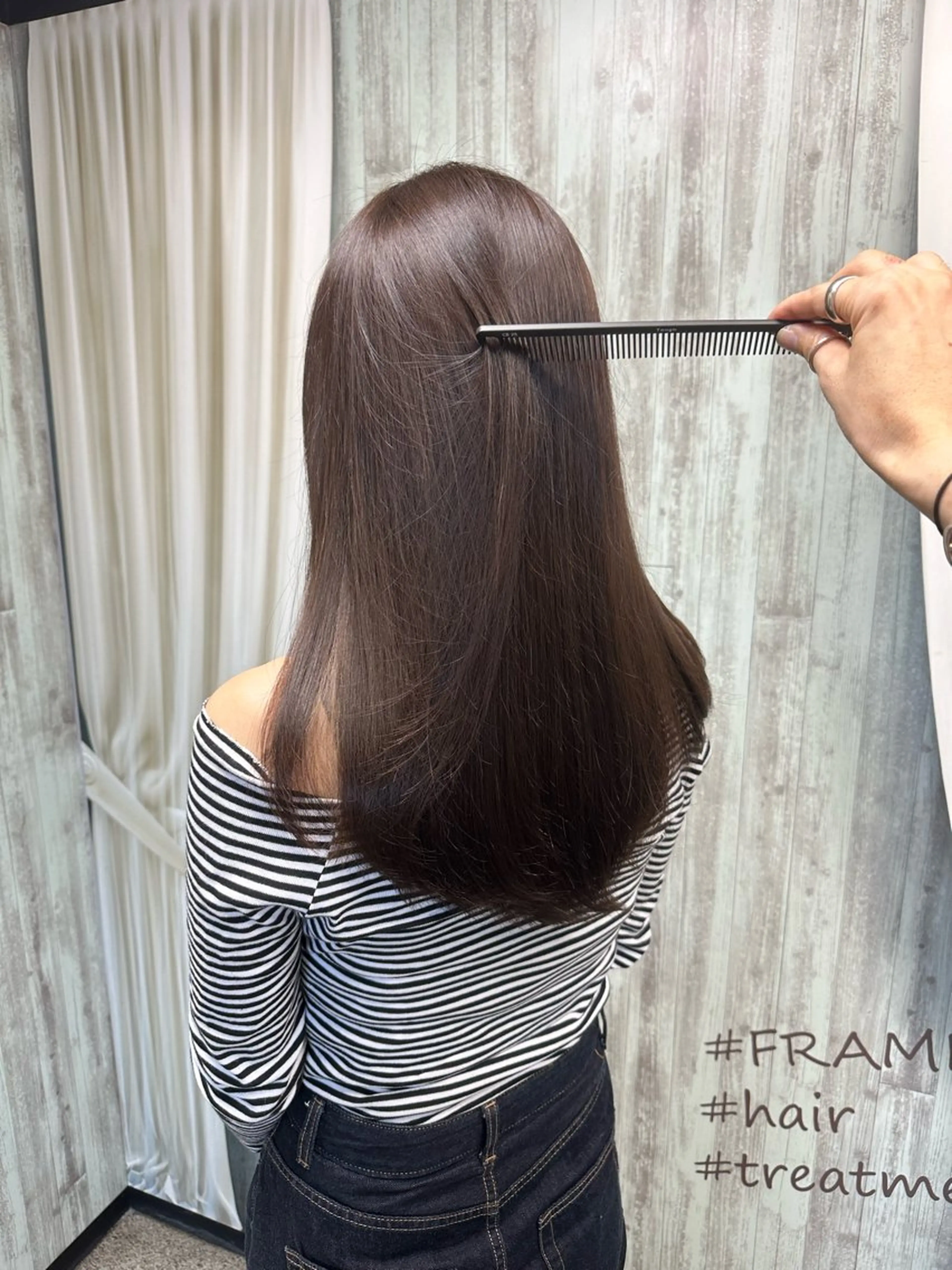 セミロング カラー ベージュカラー ブリーチ ブラウンカラー ブラウンベージュ インナーカラー AUBE HAIR unli所属・レイヤーカット× 髪質改善カラー　片山のヘアスタイル