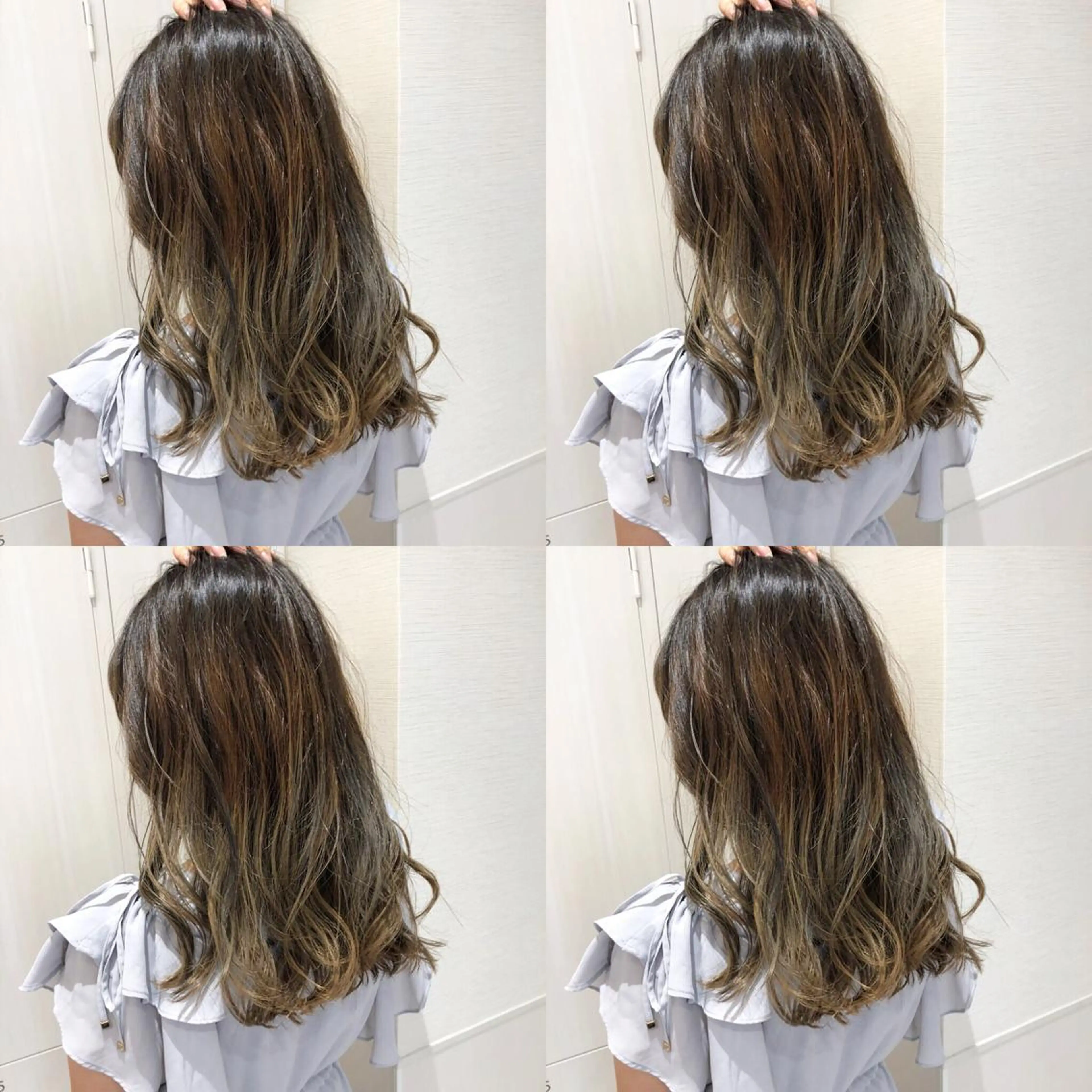 ロング カラー アッシュ バレイヤージュ 透明感カラー グラデーションカラー グレージュ 三鷹で1番ショート ボブをカットする新谷のヘアスタイル