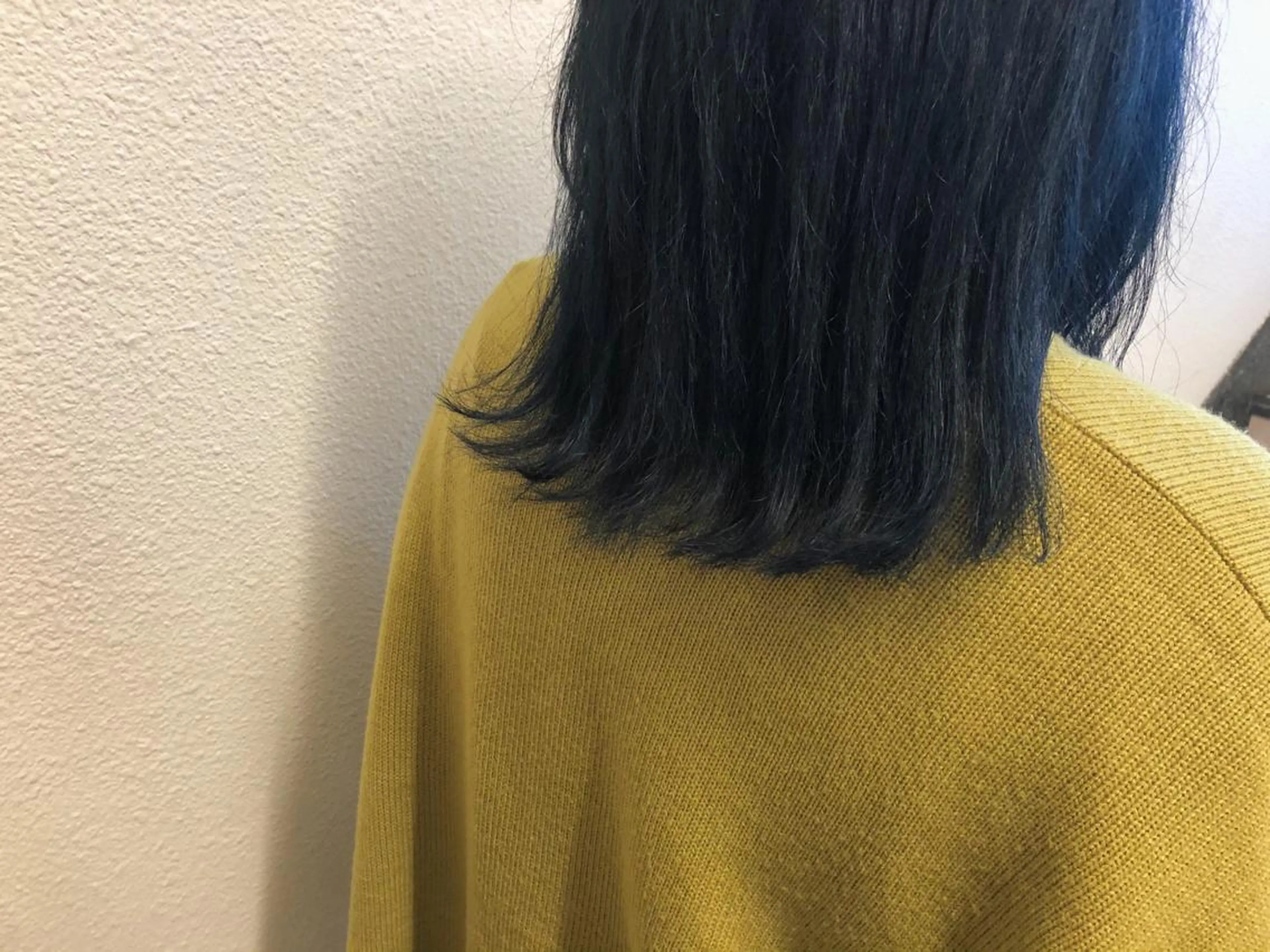 ミディアム カラー 黒髪 ブリーチ ブルーカラー ブルーブラック ブリーチなしカラー ヘアカラー 🌼こやま かおり🌼のヘアスタイル