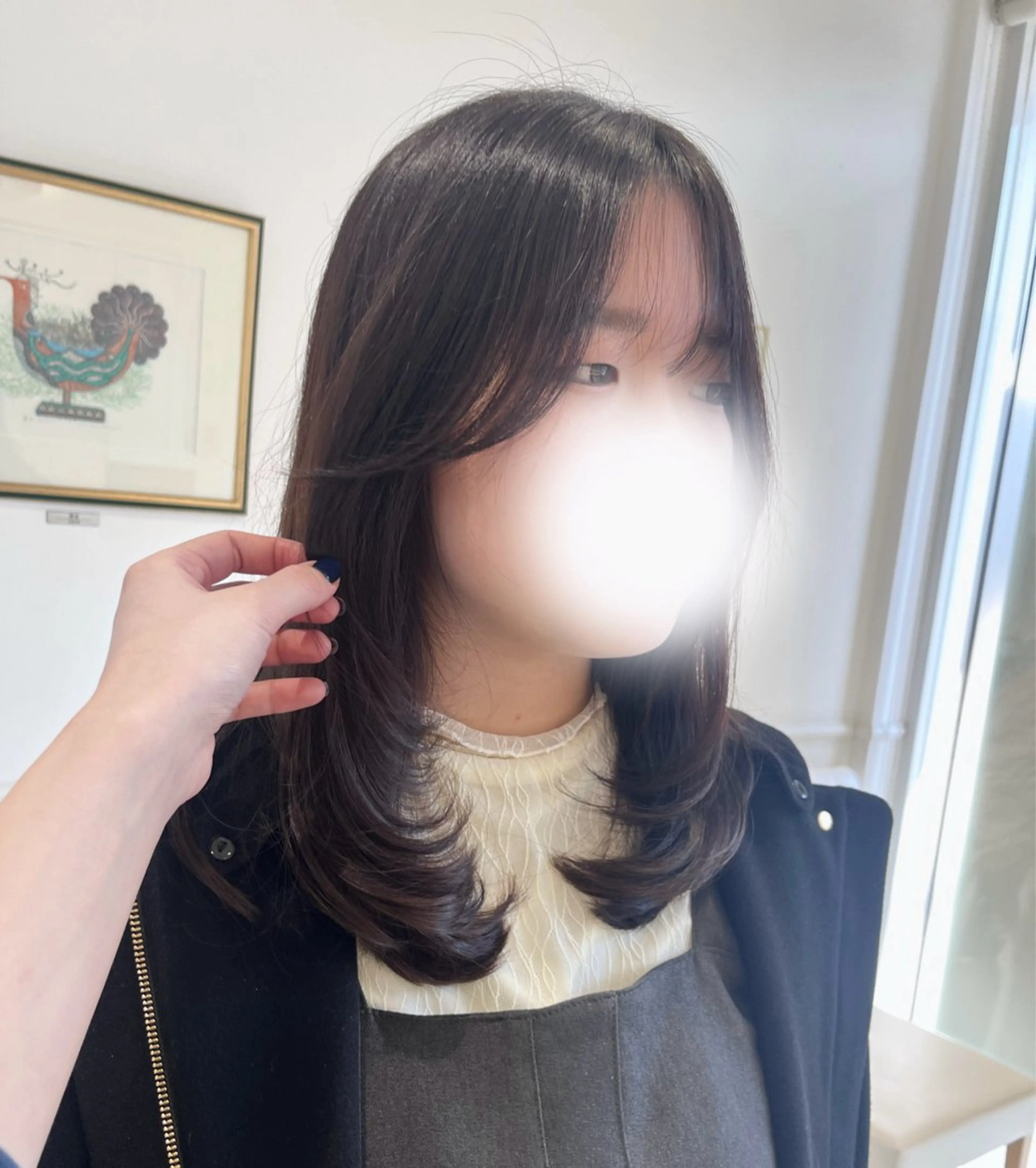 セミロング 顔周りカット カット ヘアカラー トリートメント 韓国･ワンホンヘア linon🐈‍⬛のヘアスタイル