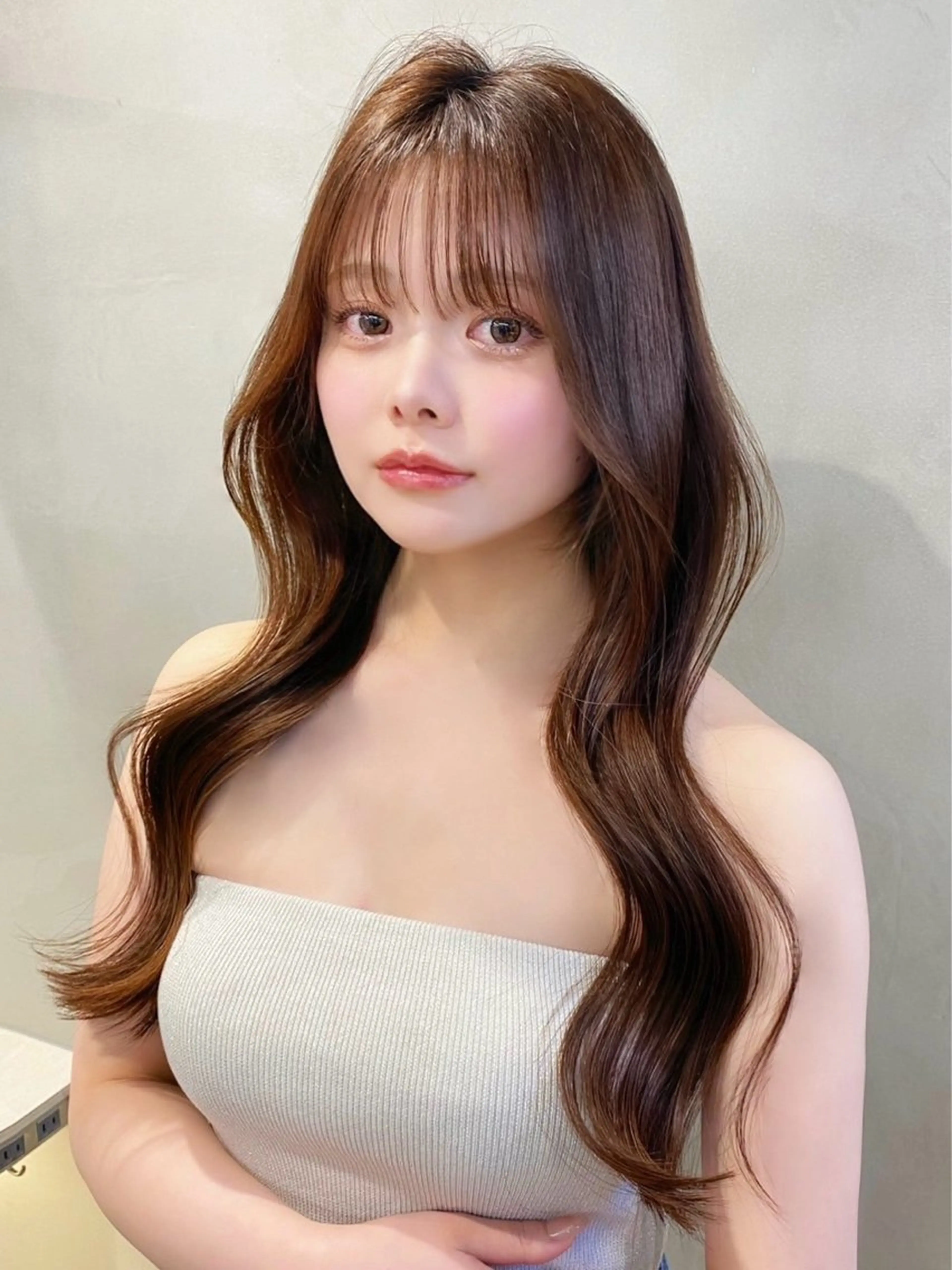 セミロング カット ヘアカラー 髪質改善/はるみ🌙 韓国レイヤーのヘアスタイル