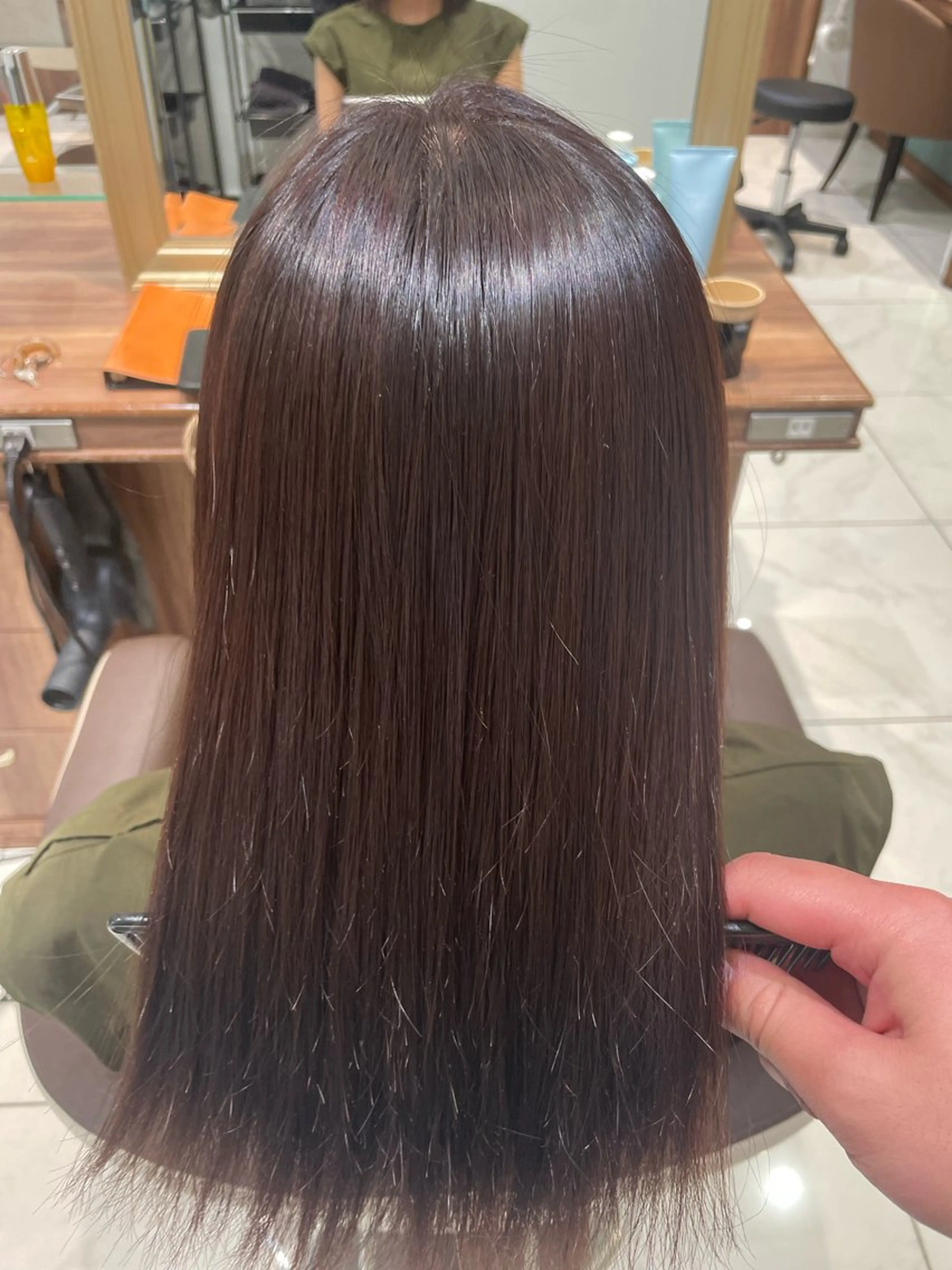 ミディアム カラー 中村/韓国風レイヤー 縮毛矯正、ハイライトのヘアスタイル