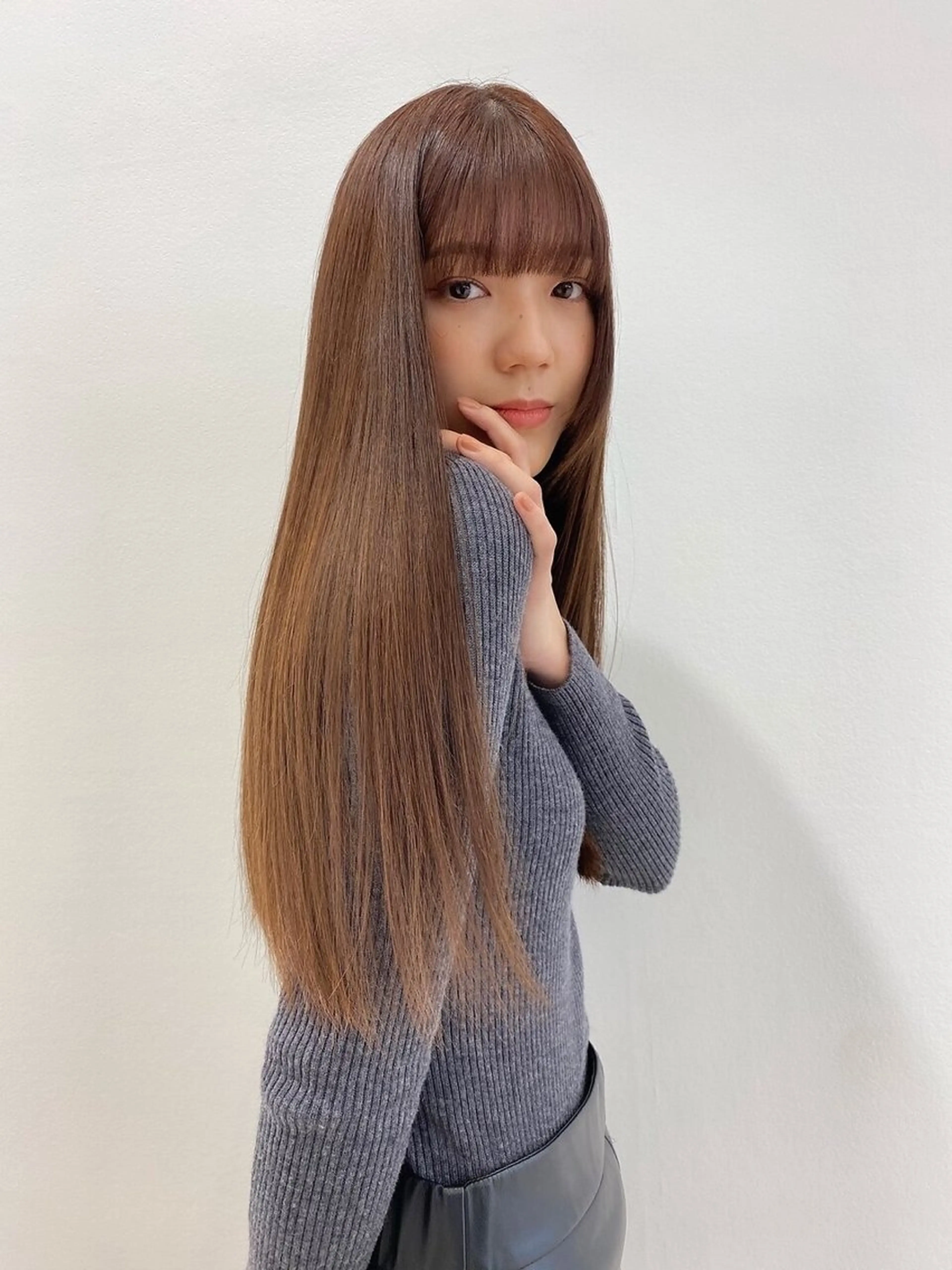 ロング カット ヘアカラー 縮毛矯正 トリートメント ヘッドスパ 顔まわり/艶カラー/ 🤎himari🤎のヘアスタイル