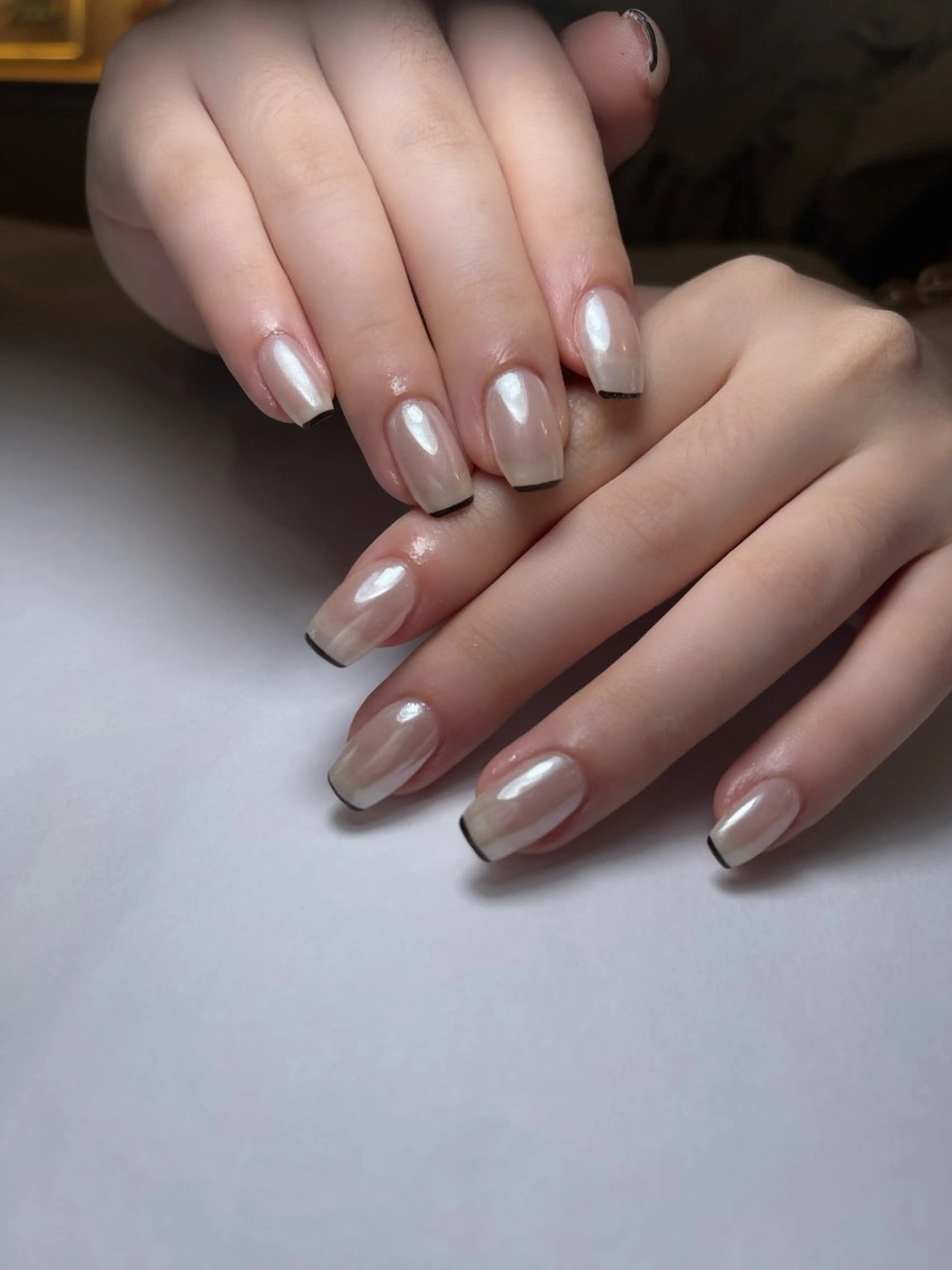 ネイル チークネイル 韓国ネイル マグネットネイル ニュアンスネイル リボン chirin nailのネイルデザイン