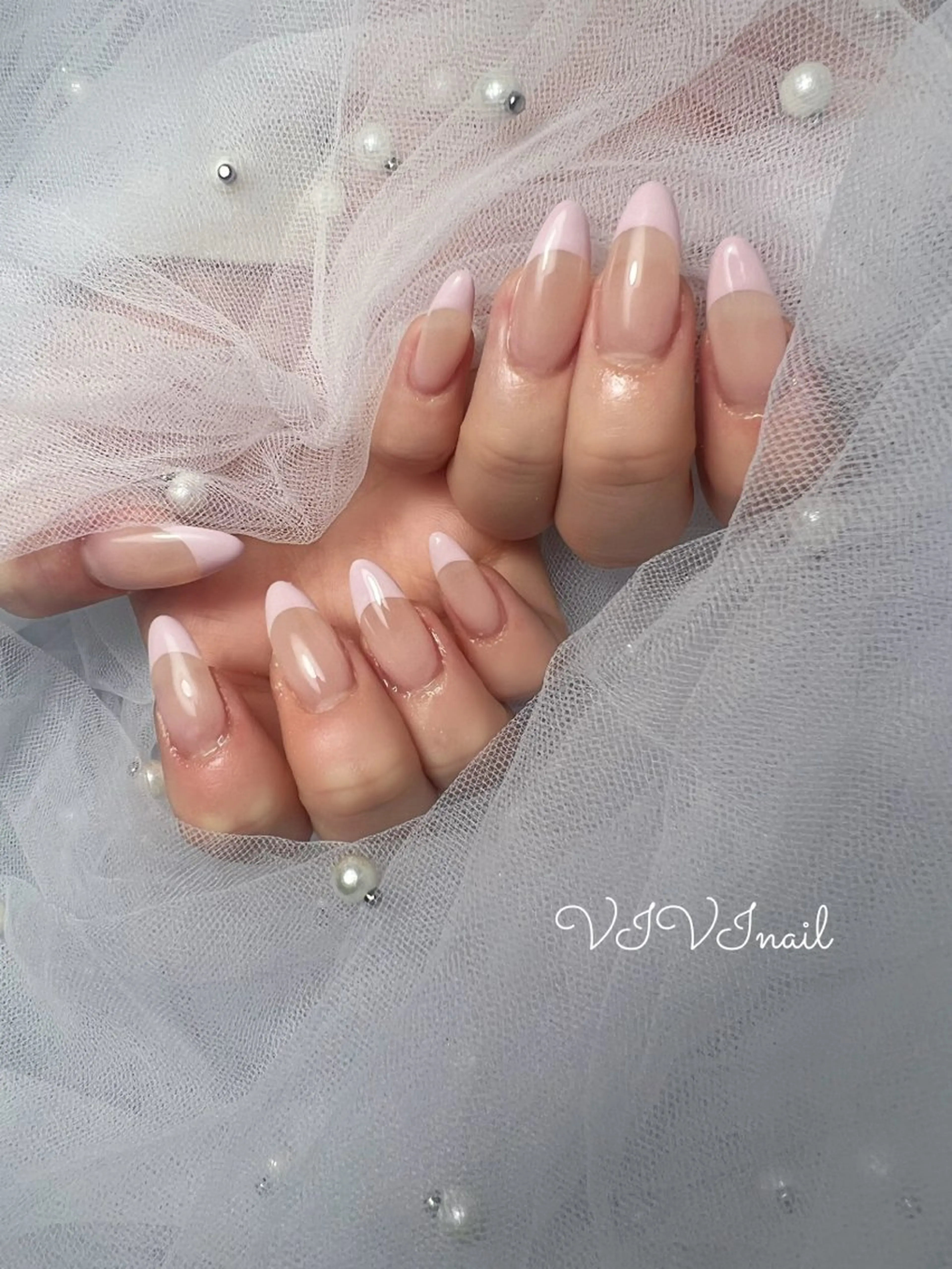 ネイル フレンチネイル ピンク ハンドネイル vivi nailのネイルデザイン