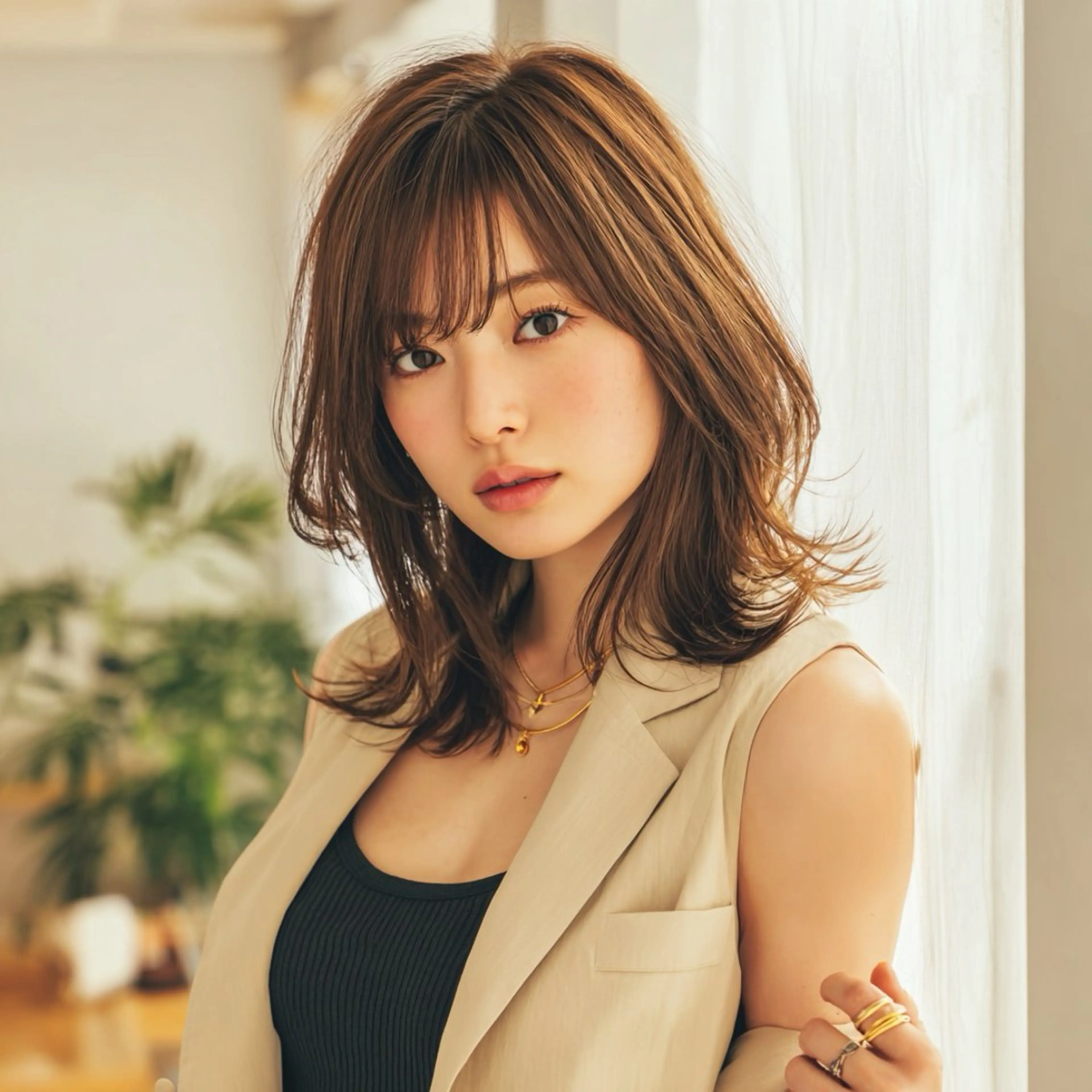 ミディアム レイヤーカット 外ハネヘア カット トリートメント 🌼kubu🍀 Minami🌼のヘアスタイル