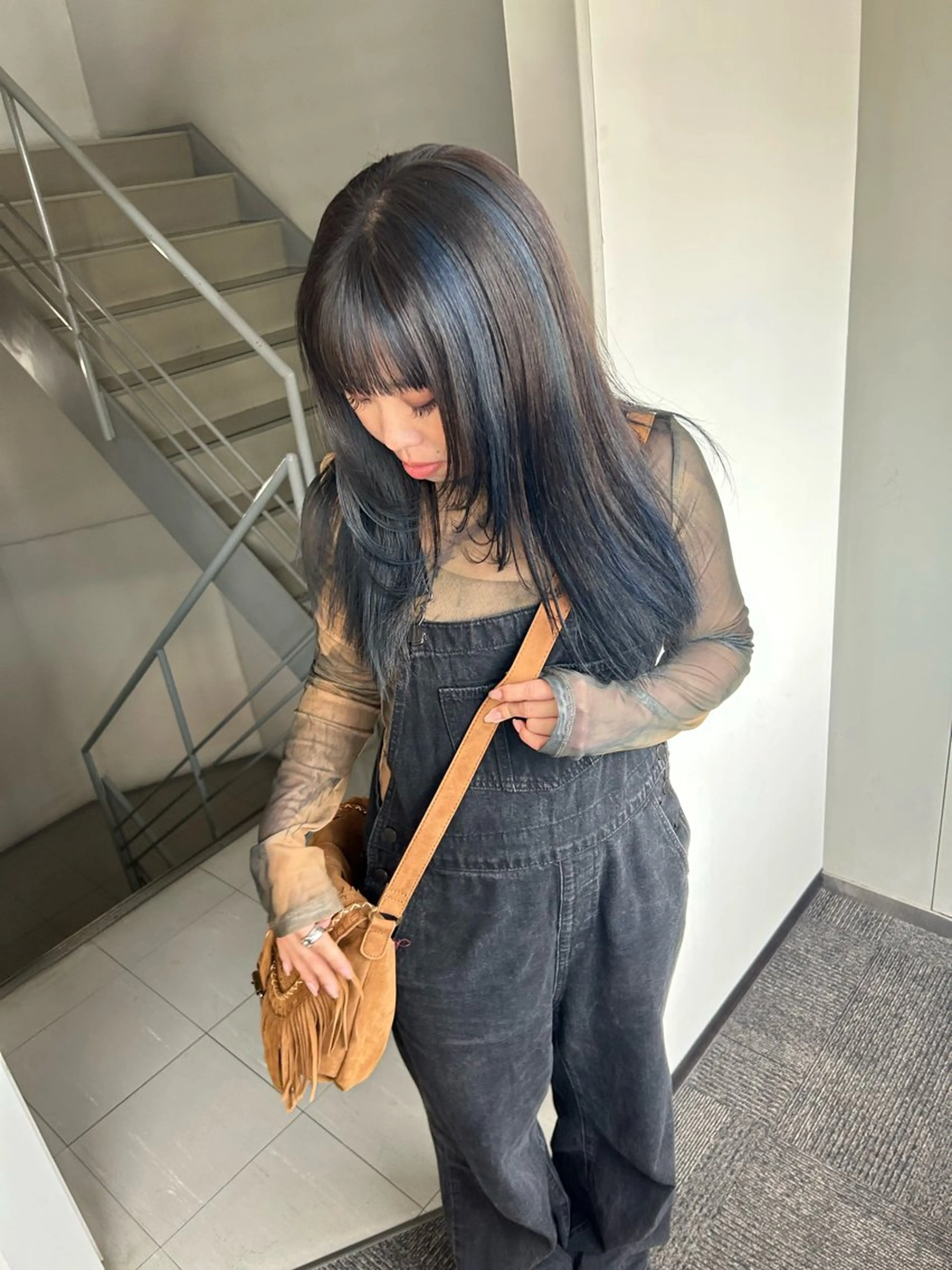 セミロング カラー パーマ ヘアアレンジ 髪と音処　マトぺ所属・デザインカラー/ボブ ブリーチカラー/ユリのヘアスタイル