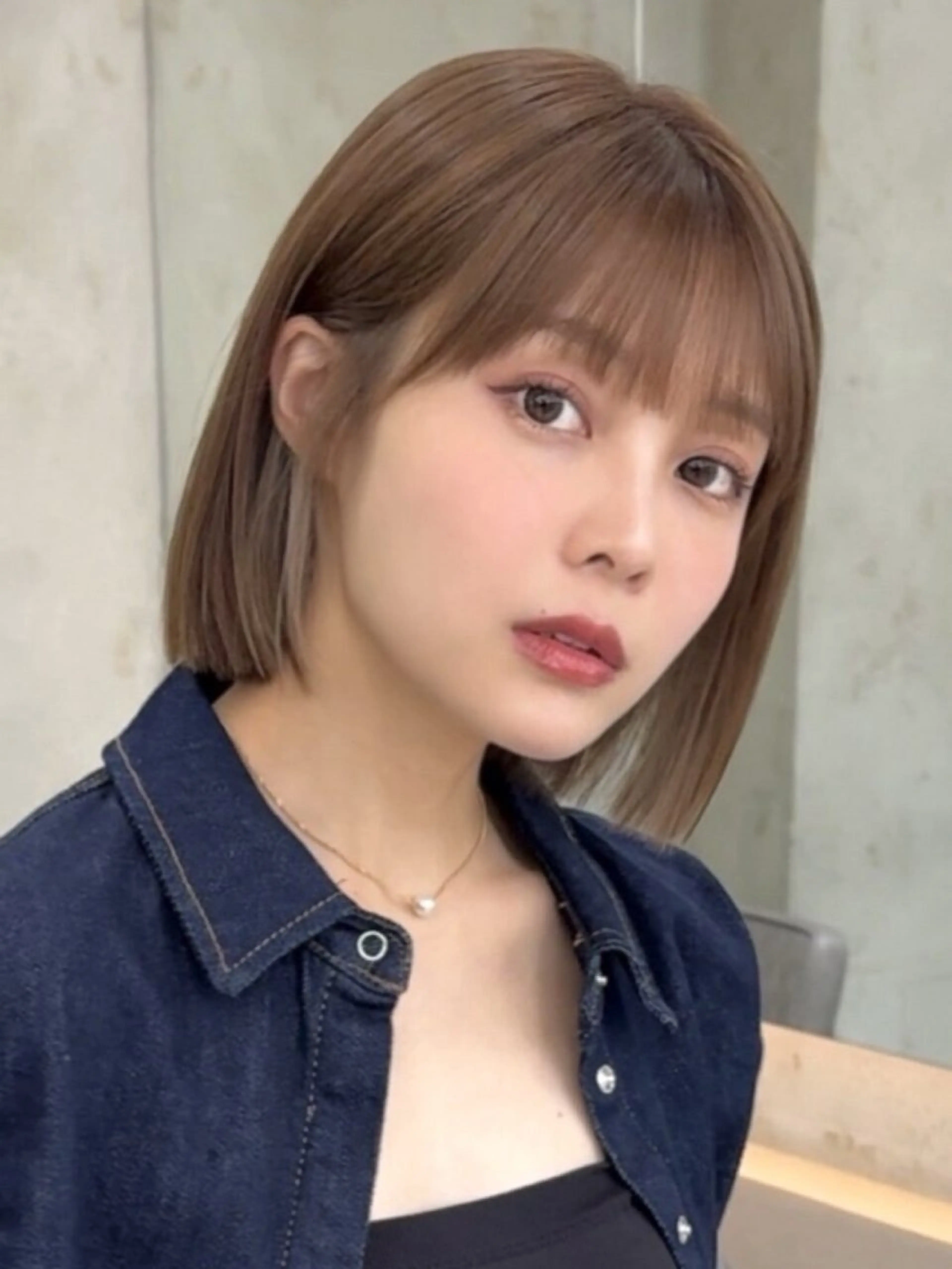 ショート カラー ケアカラー 透明感カラー グレージュ ボブ くびれヘア ボブ/レイヤーボブ/ 髪質改善/梶川 夏季のヘアスタイル