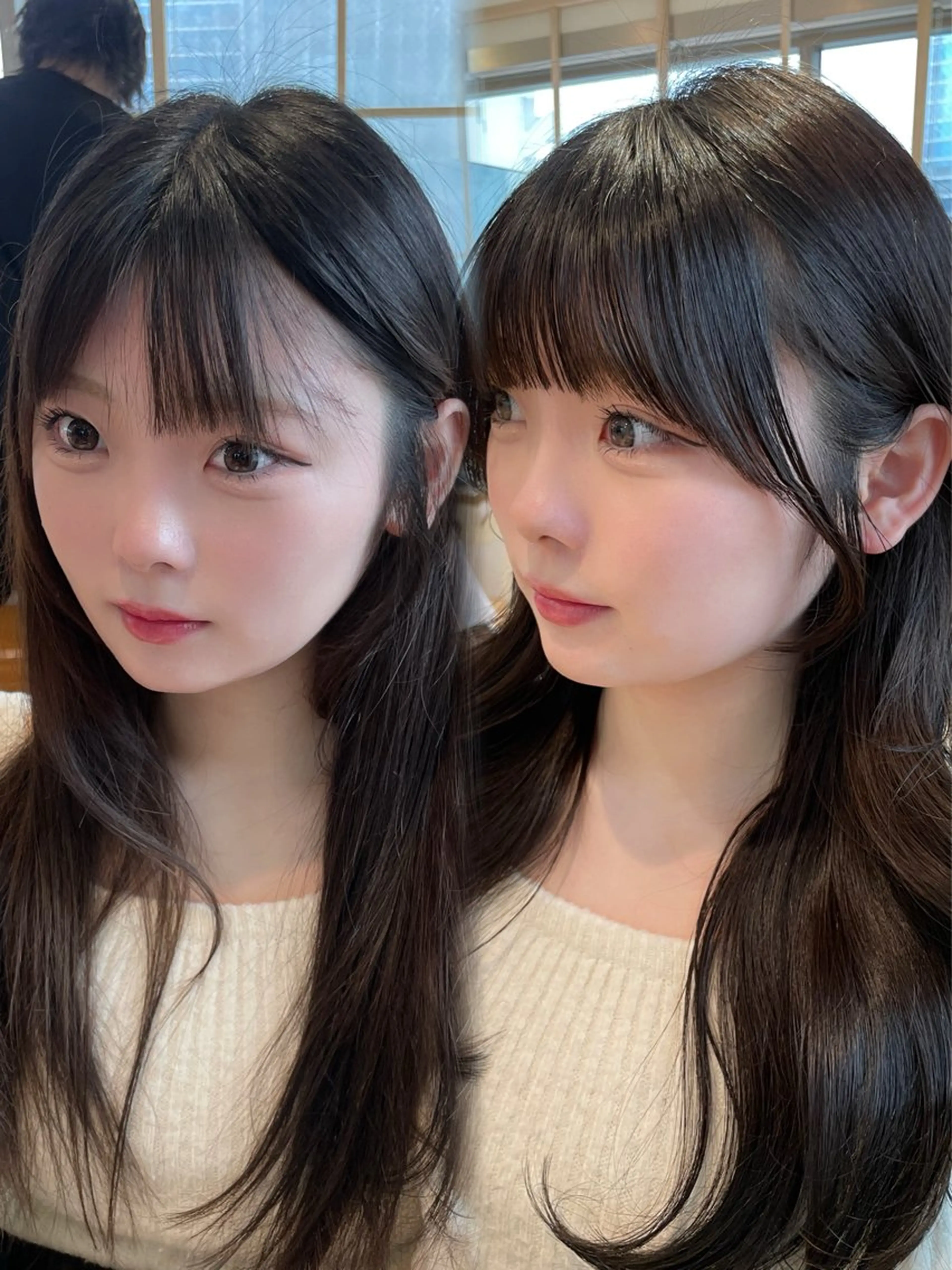 セミロング カット ヘアカラー 顔周り特化/クロスパ ーマ/小顔カット寺崎のヘアスタイル