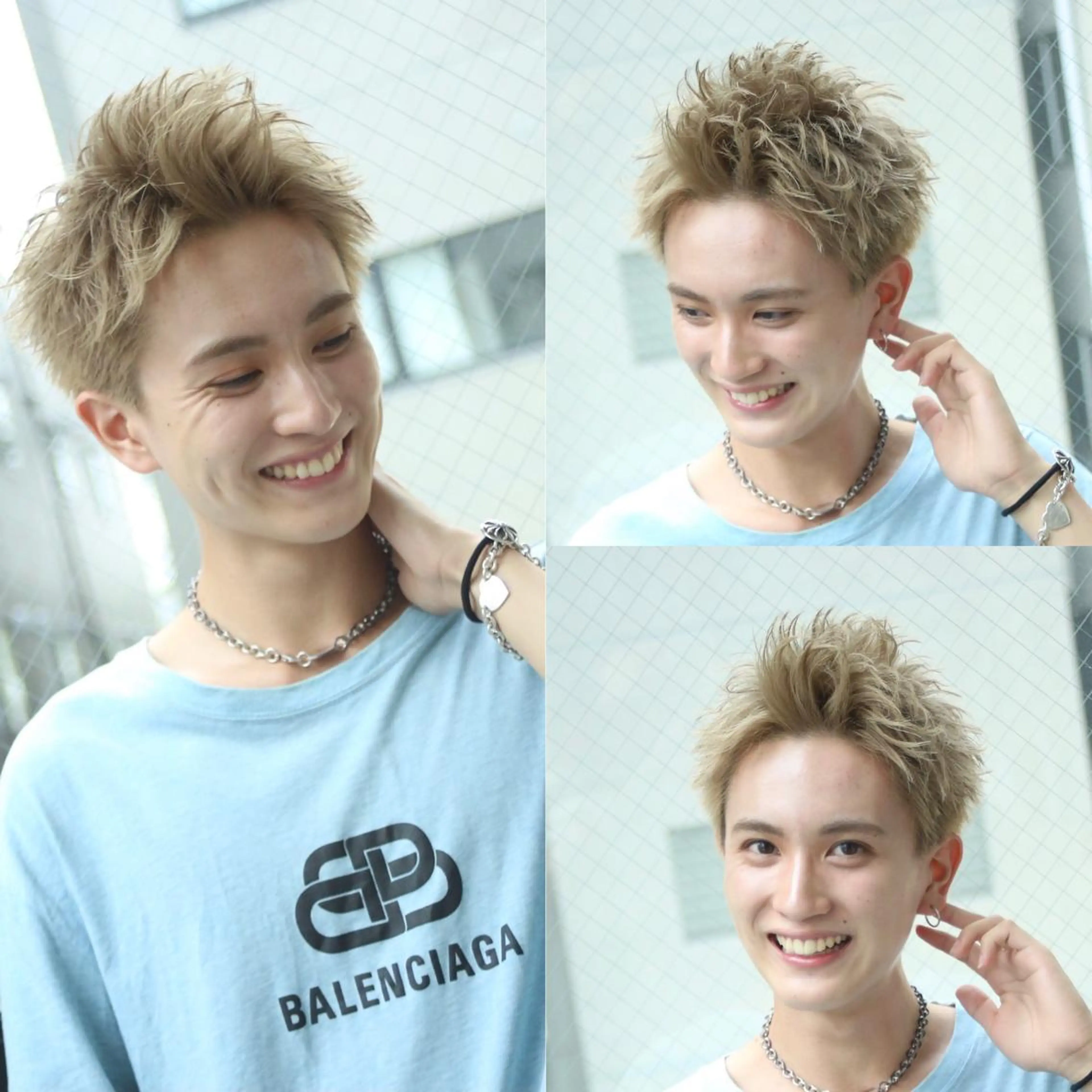 ショート カラー パーマ ヘアアレンジ メンズ アップバング メンズブリーチ センターパート ダウンパーマ フェードカット カット ヘアカラー トリートメント ヘアセット 【メンズヘアの匠】 タニ 心斎橋 アメ村のヘアスタイル