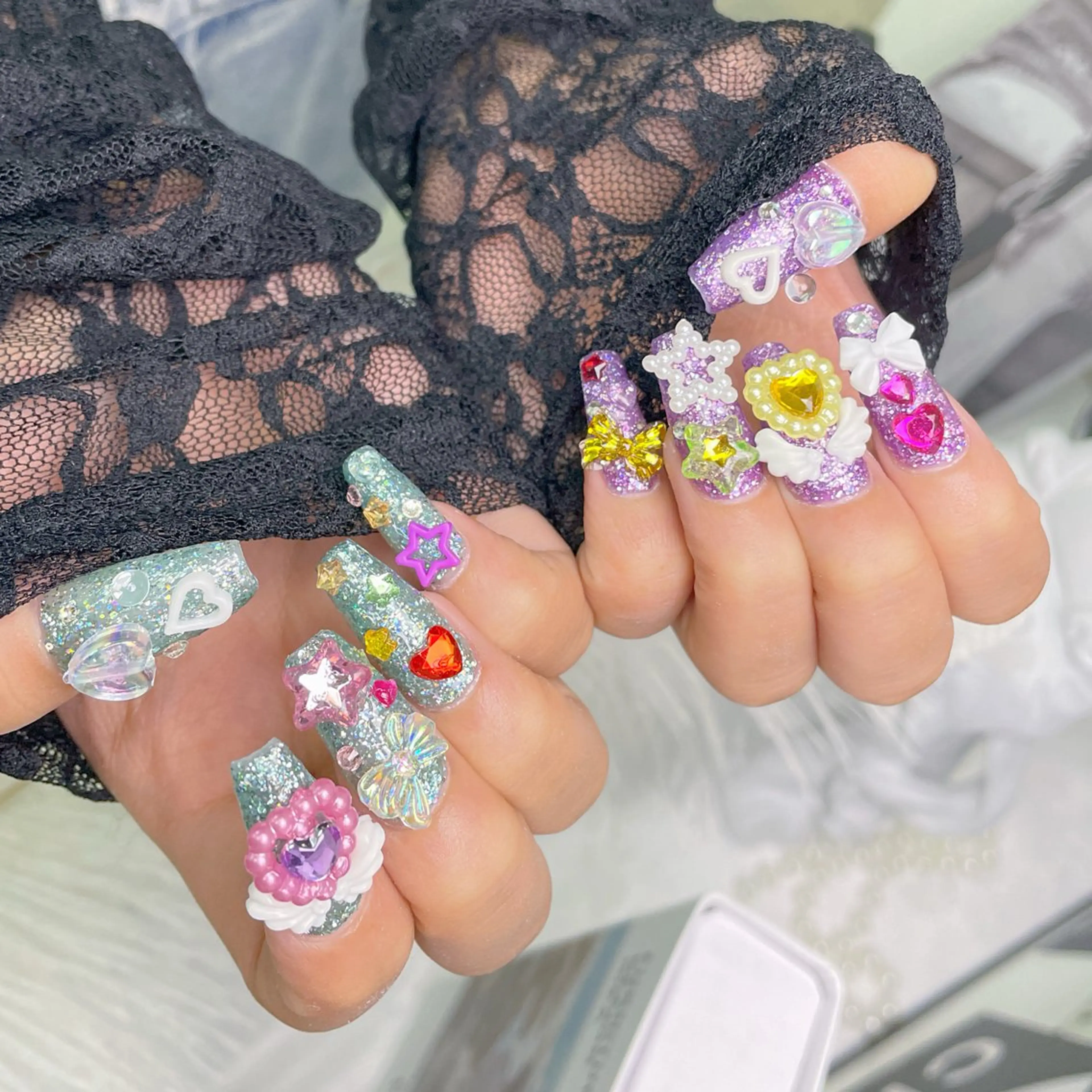 ネイル クリアネイル フラッシュネイル キラキラネイル ロングネイル マグネットネイル ハンドネイル princess👑 木戸　唯のネイルデザイン