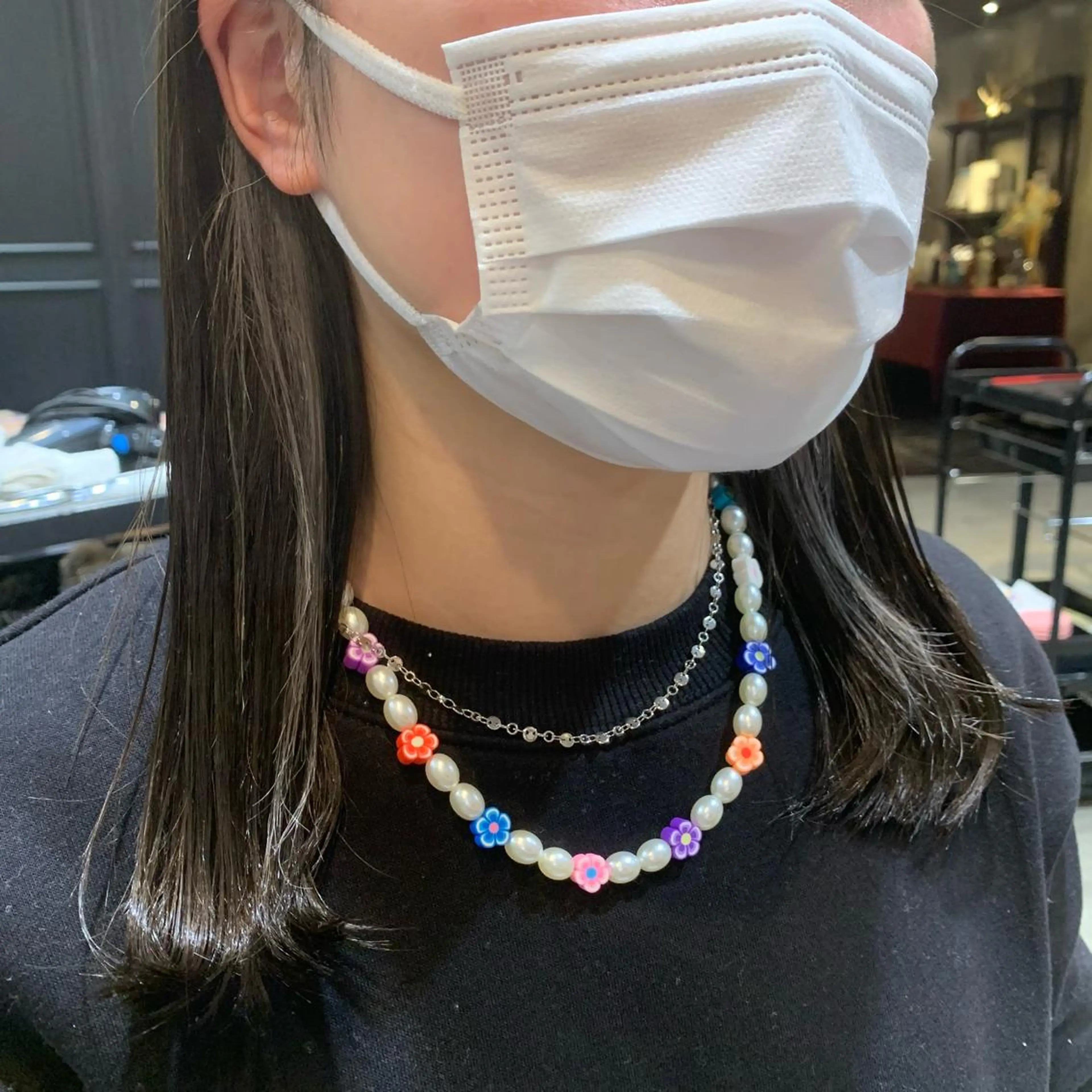 セミロング カラー ヘアアレンジ 髪質改善カラー&TR 縮毛矯正/弱酸性矯正のヘアスタイル