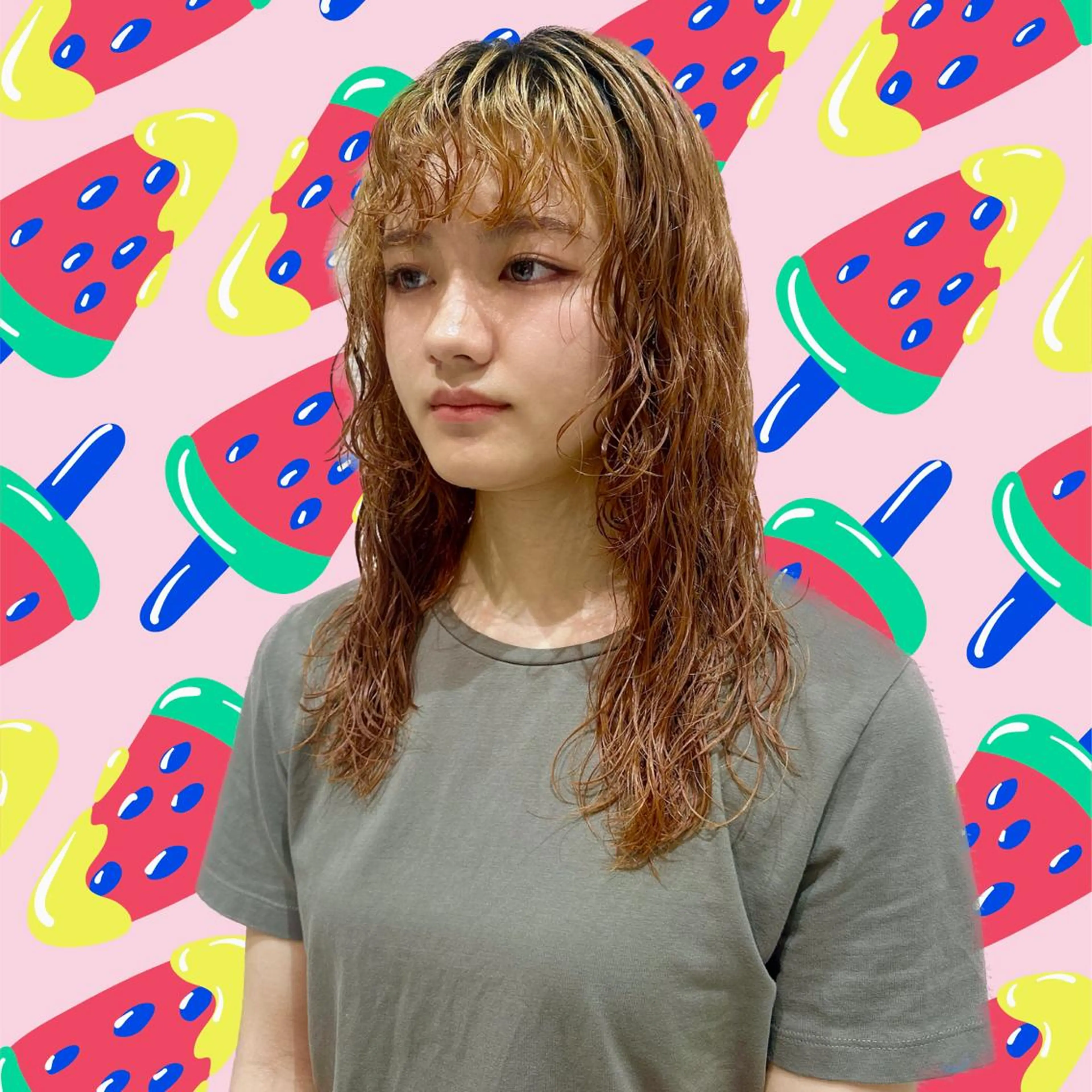 セミロング パーマ セミロングパーマ ブリーチパーマ 🎀Rumiのヘアスタイル